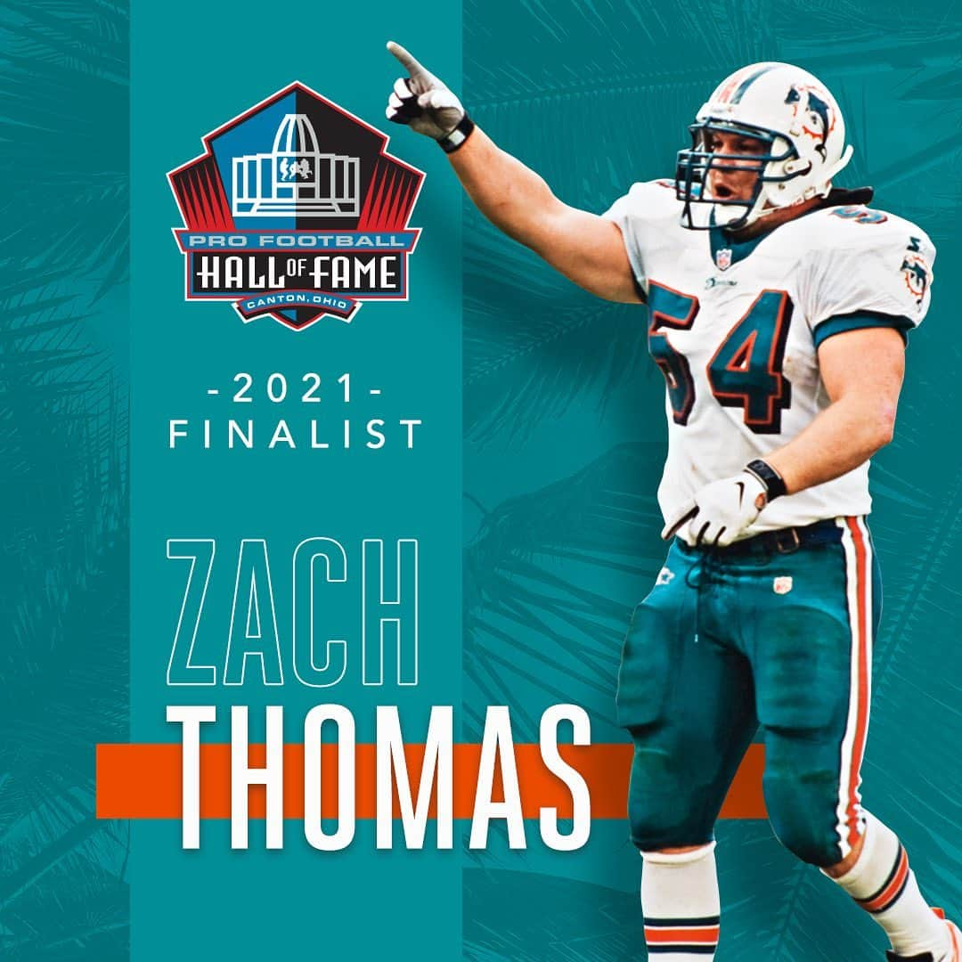 マイアミ・ドルフィンズさんのインスタグラム写真 - (マイアミ・ドルフィンズInstagram)「Zach Thomas is a 2021 @profootballhof finalist!」1月6日 8時34分 - miamidolphins