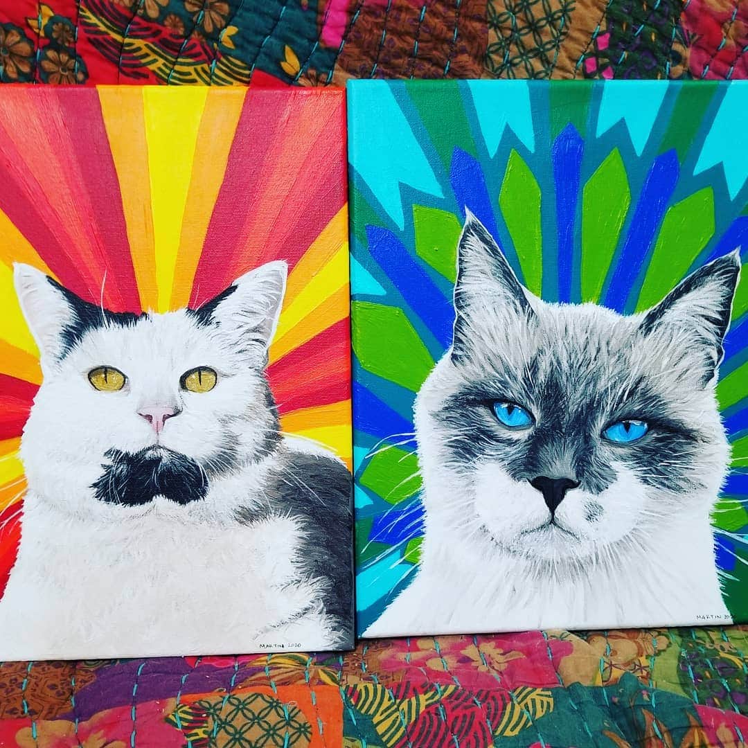 Garyのインスタグラム：「So today was one of those milestone birthdays for me, and all I originally wanted was 2 new democratic senators from Georgia, but I got so much more. Portraits by @rabbitt_ranch , thank you @plants_nob @eigna728 @chunksngwaine @chicken_n_klink @hungrychez @emmansophie @hitchcock_presents @joan_witte @kmg206 @mrlatke @lindasagecukie @meow_york_kitties @fur_babyz @salishsea_cats @svetlv01 @copeycat @rvtechs @life_of_ziggy @mzforza @cauliflowerthecat @katgirl67 @m1ke1227 @paleotrees @shireejeanine @cedarwho7, they are amazing and I love them so much.」