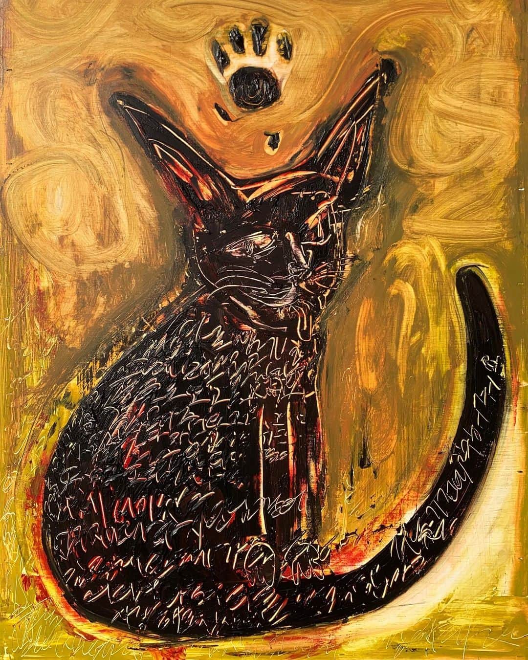ヒョンミン のインスタグラム：「“태양신 라(Ra)”  65 x 50cm Acrylic on wood panel, 2021」