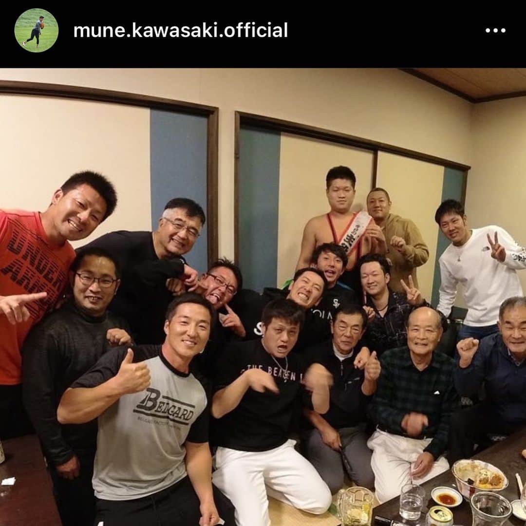 西岡剛のインスタグラム：「川﨑宗則さんがInstagram始めたバイ🤣  @mune.kawasaki.official   #川﨑宗則 #西岡剛」