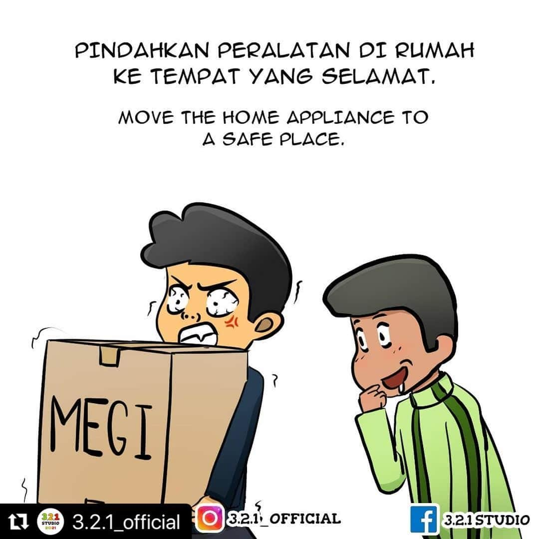 Koleksi Komik Malaysiaさんのインスタグラム写真 - (Koleksi Komik MalaysiaInstagram)「#Repost @3.2.1_official with @make_repost ・・・ Sekarang dah masuk musim tengkujuh, ditambah pula dengan pandemik yang melanda, diharap korang lebih berhati-hati ya! Kalau kawasan korang adalah kawasan yang pernah atau selalu dilanda banjir, ikuti tips ini! . Komen keadaan kawasan korang dan tag keluarga, kawan2, kenalan kat bawah👇Sebarkan gaiss supaya lebih ramai orang tahu!! . Jaga diri, jaga keluarga, patuhi SOP, amalkan langkah pencegahan dan banyakkan berdoa. Covid-19 masih ada dalam komuniti kita, jangan alpa! . Follow kami kat Facebook, Twitter dan Instagram @3.2.1_official . It's monsoon season, coupled with the pandemic that struck at this time, hope you guys be more careful k!! If your area is an area that has or always been hit by flood, follow these tips! . Comment the condition in your area and tag your family, acquiantance, friends below👇Spread the words guyss so that more people know!! . Take care of yourself, take care of your family, follow the SOP, practice prevention steps and pray a lot! Covid-19 is still in our community, don't forget!  . Follow us on Facebook, Twitter and Instagra? @3.2.1_official . #comic #comics #comicstrip #animation #malaysia #komik #komikmalaysia #animasi #anime #cartoon #cartoonist #cartoons #drawing #illustration #mangaartist #mangadrawing #illustrator #gengkomik #webcomic #webtoon #kartun #banjir #flood  #321OFFICIAL #stayhome #malaysiancomic #manga #mangaart #toon」1月6日 17時51分 - tokkmungg_exclusive