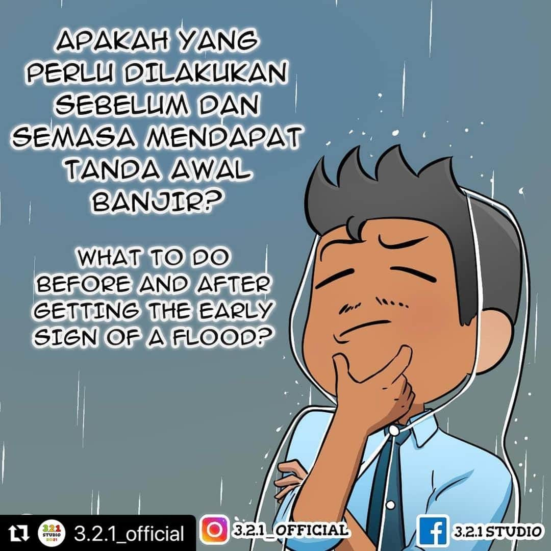 Koleksi Komik Malaysiaさんのインスタグラム写真 - (Koleksi Komik MalaysiaInstagram)「#Repost @3.2.1_official with @make_repost ・・・ Sekarang dah masuk musim tengkujuh, ditambah pula dengan pandemik yang melanda, diharap korang lebih berhati-hati ya! Kalau kawasan korang adalah kawasan yang pernah atau selalu dilanda banjir, ikuti tips ini! . Komen keadaan kawasan korang dan tag keluarga, kawan2, kenalan kat bawah👇Sebarkan gaiss supaya lebih ramai orang tahu!! . Jaga diri, jaga keluarga, patuhi SOP, amalkan langkah pencegahan dan banyakkan berdoa. Covid-19 masih ada dalam komuniti kita, jangan alpa! . Follow kami kat Facebook, Twitter dan Instagram @3.2.1_official . It's monsoon season, coupled with the pandemic that struck at this time, hope you guys be more careful k!! If your area is an area that has or always been hit by flood, follow these tips! . Comment the condition in your area and tag your family, acquiantance, friends below👇Spread the words guyss so that more people know!! . Take care of yourself, take care of your family, follow the SOP, practice prevention steps and pray a lot! Covid-19 is still in our community, don't forget!  . Follow us on Facebook, Twitter and Instagra? @3.2.1_official . #comic #comics #comicstrip #animation #malaysia #komik #komikmalaysia #animasi #anime #cartoon #cartoonist #cartoons #drawing #illustration #mangaartist #mangadrawing #illustrator #gengkomik #webcomic #webtoon #kartun #banjir #flood  #321OFFICIAL #stayhome #malaysiancomic #manga #mangaart #toon」1月6日 17時51分 - tokkmungg_exclusive