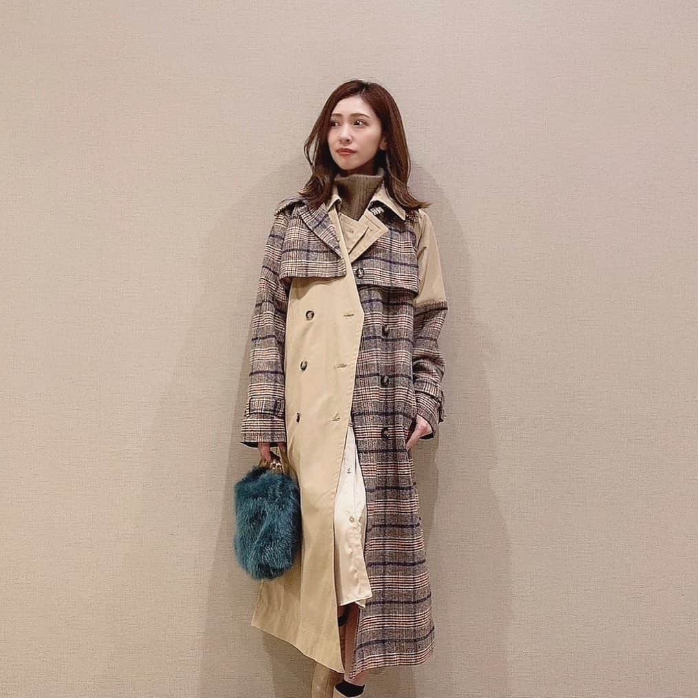 石黒美帆のインスタグラム：「﻿ *﻿ しっかり暖かくて可愛いトレンチ🧥﻿🧡 @cielair  ﻿ ﻿ ﻿ #fashion#fashionstyle#fashiongram#instafashion#outfit#ootd#dailylook#cielair#패션#오오티디#ファッション#コーデ#冬服#冬コーデ#トレンチコート#チェック柄」