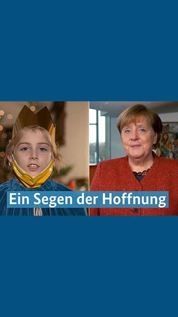 アンゲラ・メルケルのインスタグラム：「"Ihr spendet nicht nur den Segen, ihr spendet auch Hoffnung", würdigt Kanzlerin Merkel in einer Grußbotschaft die Arbeit der Sternsinger – und das nun seit 175 Jahren. Mit kontaktlosem Singen und Spendensammeln unterstützen die Sternsinger in diesem Jahr besonders Kinder in der Ukraine.」