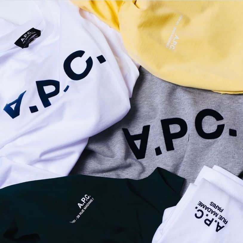 アーペーセーのインスタグラム：「A.P.C. F/W 2020⠀ ⠀ The V.P.C. T-shirt, the Raymond T-shirt with embroidered “A.P.C. Rue Madame” logo and the item T-shirt.⠀ ⠀ Available in stores and at apc.fr⠀ ⠀ Regram : @wolfofjawnst ⠀ ⠀ #APC #APCFW20 #APCtshirt #MyAPC」