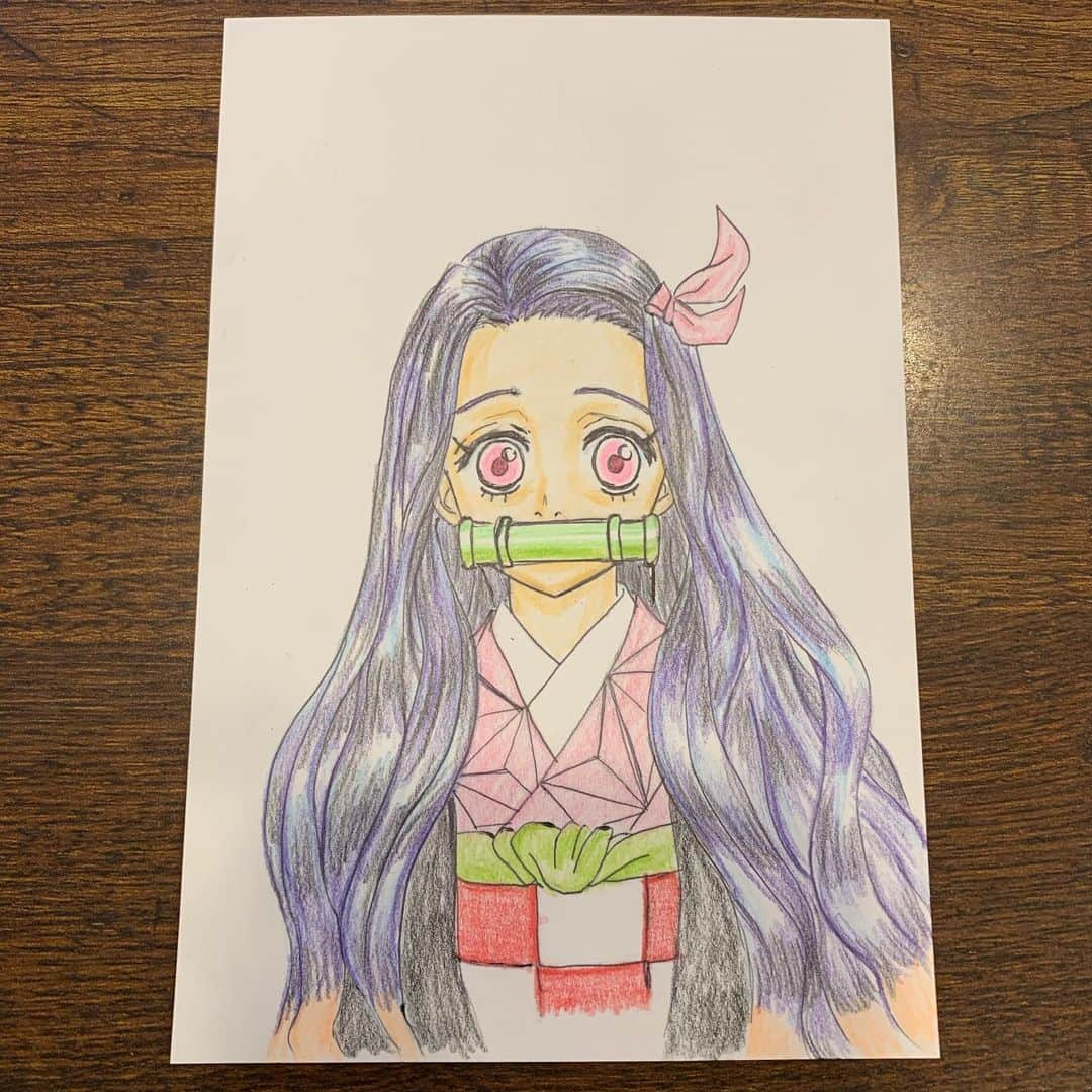 木部さんさんのインスタグラム写真 - (木部さんInstagram)「禰󠄀豆子も描いてみました！﻿ ﻿ ﻿ 下絵とともにアップします！﻿ ﻿ ﻿ ﻿ #鬼滅の刃 #ねずこ #竈門禰豆子 #お絵かき#下絵 #色鉛筆 #kamadonezuko #nezuko #colordpencil#鬼殺隊 #kimetsunoyaiba #drawing #sketch #kisatsutai #demonslayer  ﻿ ﻿ ﻿」1月6日 22時35分 - kibe_dayo