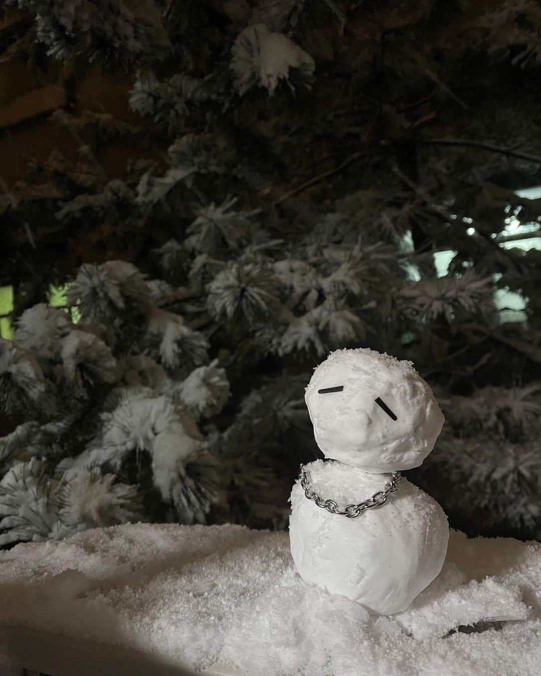 E.coさんのインスタグラム写真 - (E.coInstagram)「눈오는날 21년 첫 #눈사람 ㅋㅋㅋ #박제 손시렵게 만들었으니 #기념」1月6日 22時48分 - e.co_jun