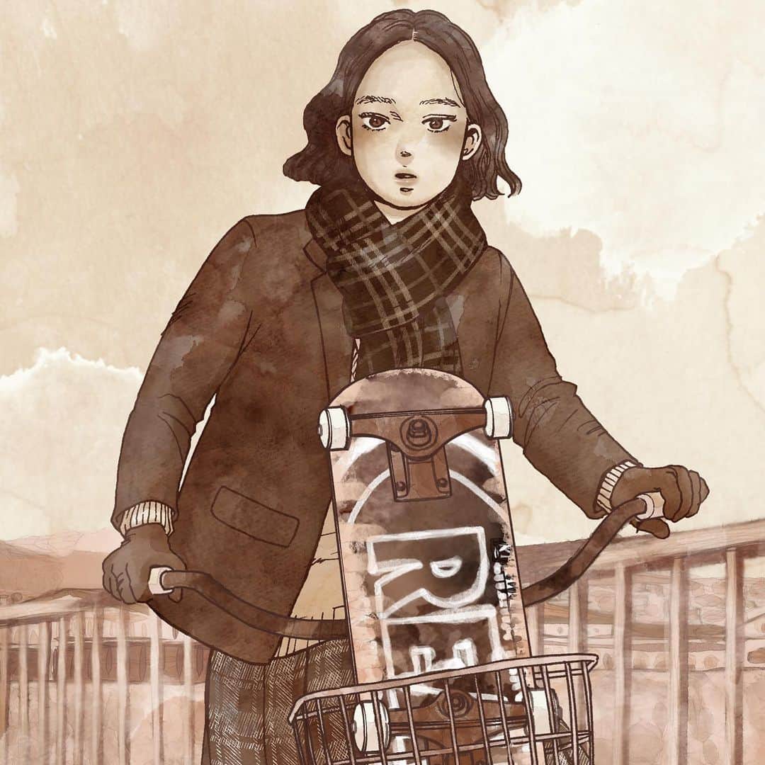 マキヒロチのインスタグラム：「『Sketchyな彼女』  #6 木下桃  教育熱心な両親にこそこそ隠れ、車がなければパークにも行けない地元で壁ばかり相手にスケボーを練習する日々。  16歳 長野県出身 スタンス:グーフィー 履いてるシューズ:adidas  使ってるデッキ:REAL 聞いてる音楽:ONE OK ROCK」