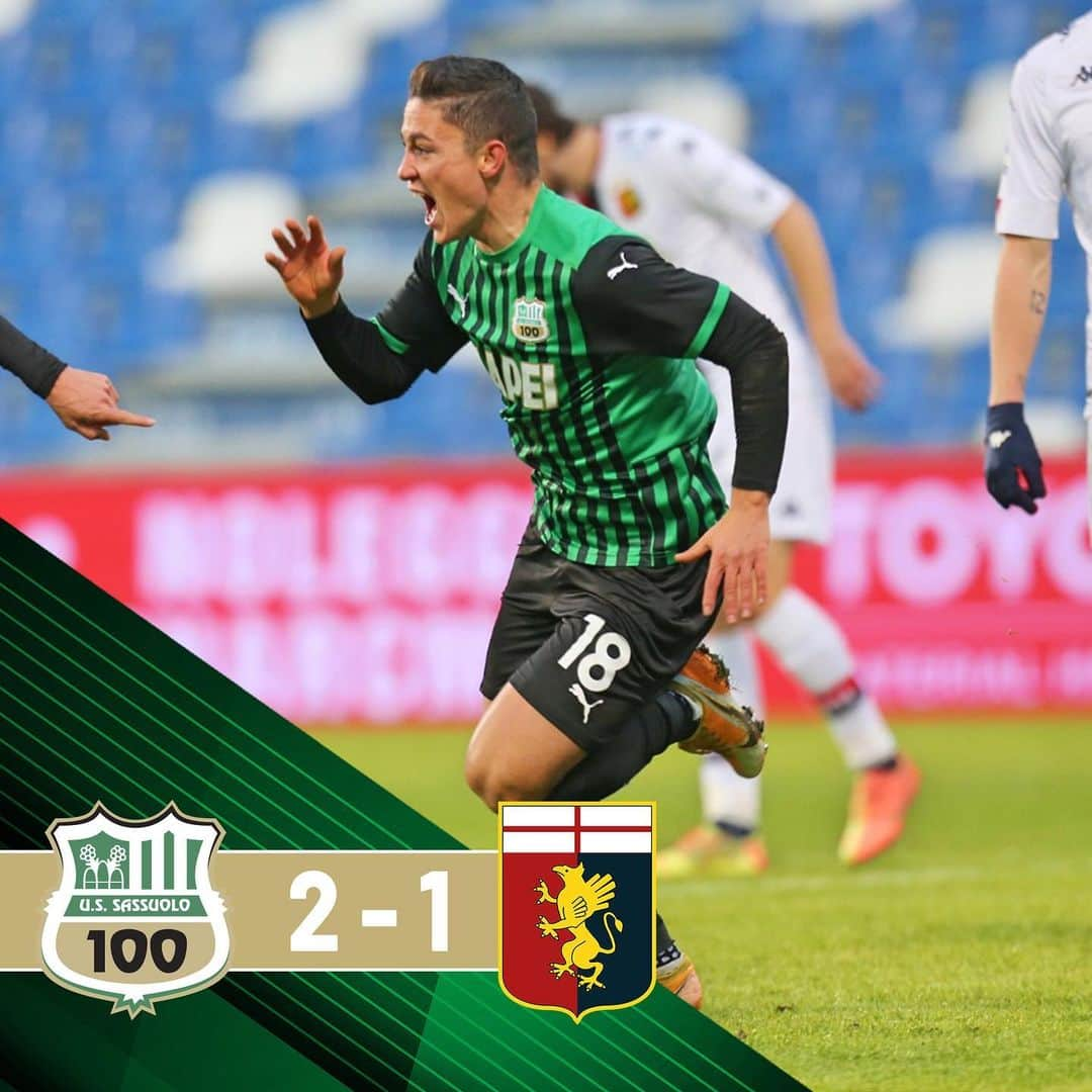 USサッスオーロ・カルチョさんのインスタグラム写真 - (USサッスオーロ・カルチョInstagram)「#SassuoloGenoa 2⃣-1⃣  I neroverdi tornano alla vittoria al #MapeiStadium grazie alle reti di Boga e Raspadori!!!!  Bravi ragazzi!!!!! 👏👏👏  #ForzaSasol 🖤💚」1月7日 0時58分 - sassuolocalcio