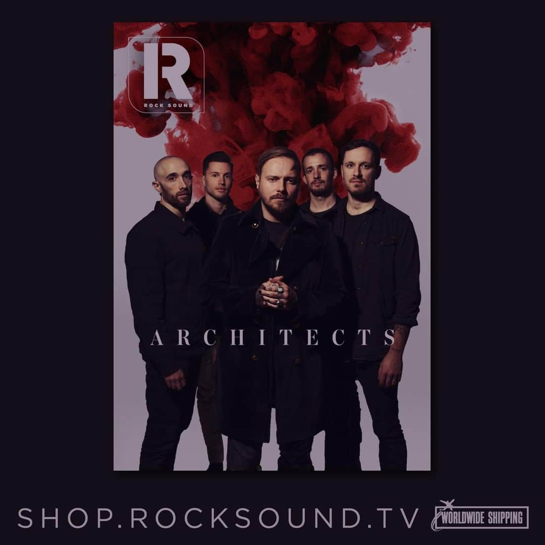 Rock Soundのインスタグラム：「Please welcome Architects to the cover of Rock Sound!  To celebrate, we’ve teamed up with the band to offer up some very special merch, including a world exclusive longsleeve design and a bespoke beanie.  Get yours worldwide right now from the link in our bio」