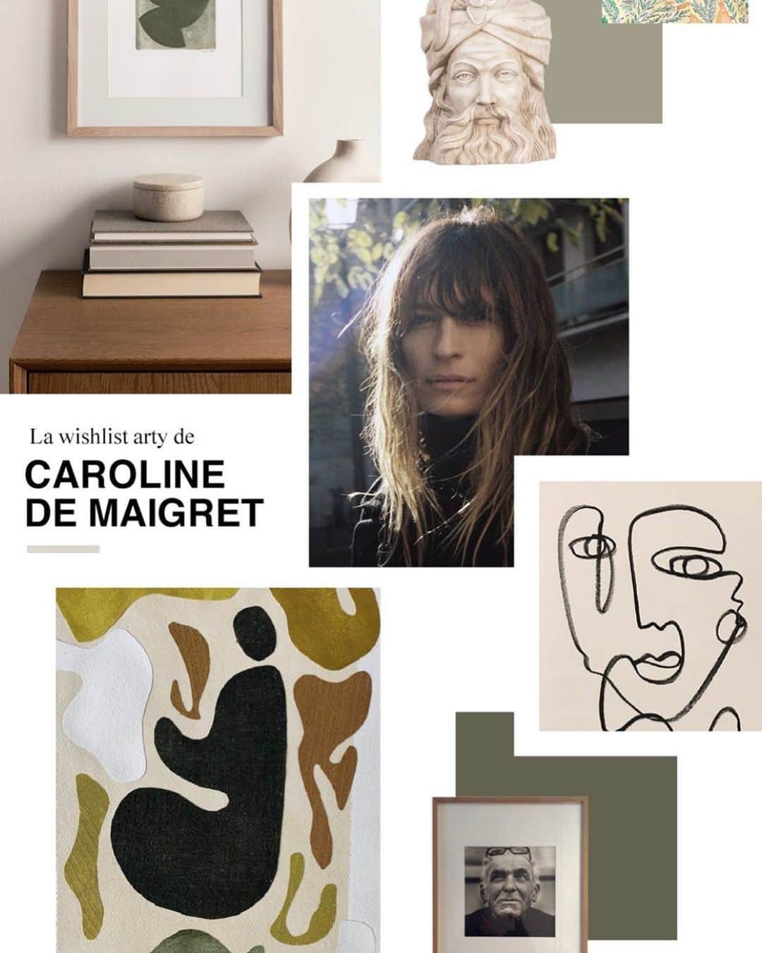 カロリーヌ・ド・メグレのインスタグラム：「J’ai sélectionné une centaine de pièces d’art sur le site de brocante @selency au profit du @secourspop ❤️ Il y a des pièces vraiment très chouettes et ils leur reversent 50% des ventes. Vous trouverez le lien dans ma bio ou en allant directement sur leur site. Cette offre y est pour une semaine ✌️ Photo #BertrandLePluard」