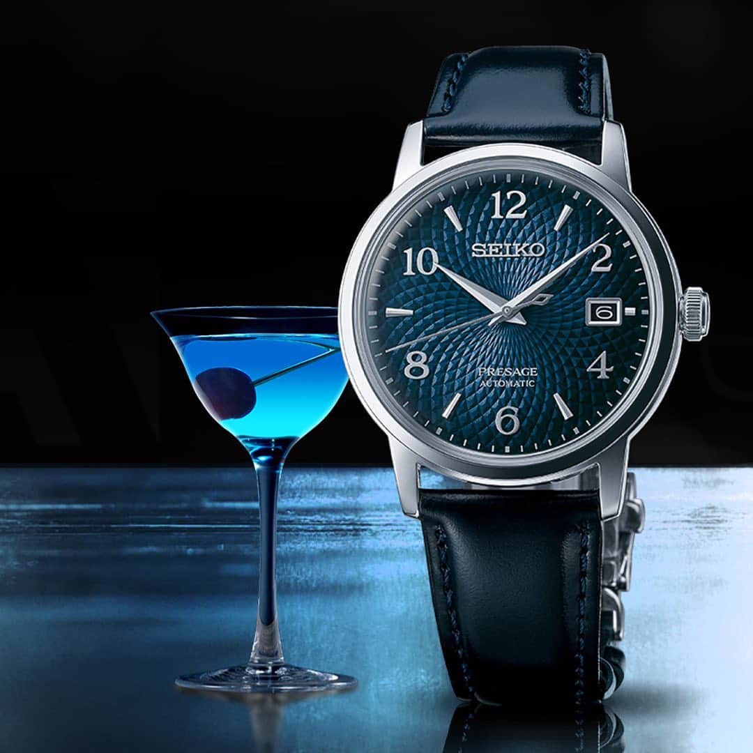 Seiko Watchesさんのインスタグラム写真 - (Seiko WatchesInstagram)「Presage Cocktail Time - Introducing a new series evoking a classic cocktail bar. The dial pattern is delicately embossed and utterly harmonious with gradation, recalling a beautiful cocktail enjoyed at the bar. The Arabic numerals are in the image of a vintage bottle’s label and projects on the dial. The 38.5mm case diameter ensures a perfect fit on the wrist and enhances the vintage look. - Ref. #SRPE41 #SRPE43 #SRPE45 - https://www.seikowatches.com/us-en/products/presage」1月7日 3時24分 - seikowatchusa