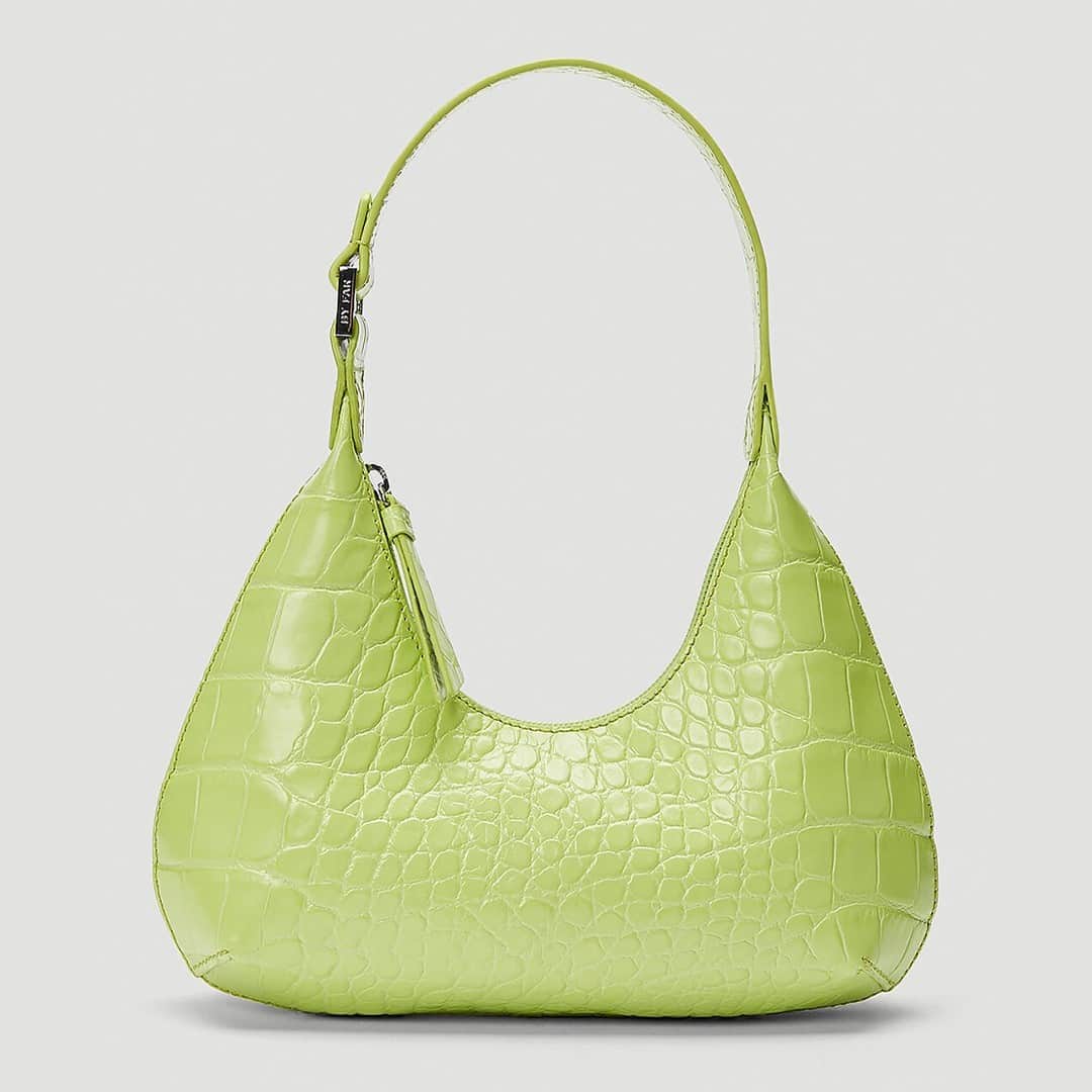 エルエヌシーシーのインスタグラム：「BY FAR's Amber Croc Baby Shoulder Bag is designed with a distinct '90s-inspired silhouette.  Explore chic and minimal accessories from @byfar_official」