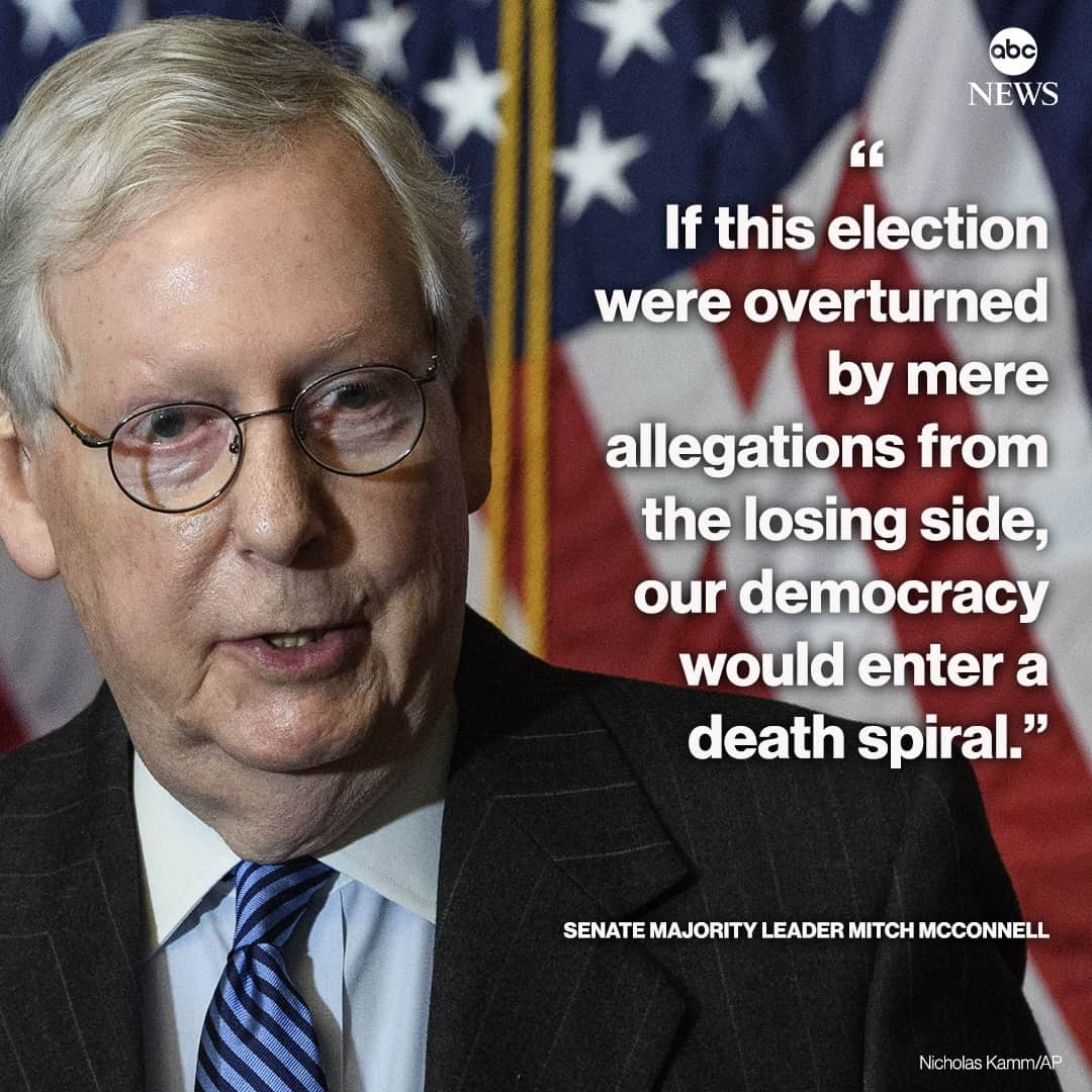 ABC Newsさんのインスタグラム写真 - (ABC NewsInstagram)「Senate Majority Leader Mitch McConnell defends counting of Electoral College votes, set to confirm Joe Biden's win: "If this election were overturned by mere allegations from the losing side, our democracy would enter a death spiral." #mitchmcconnell #politics #senate #congress #electoralcollege #voting #usa」1月7日 4時00分 - abcnews