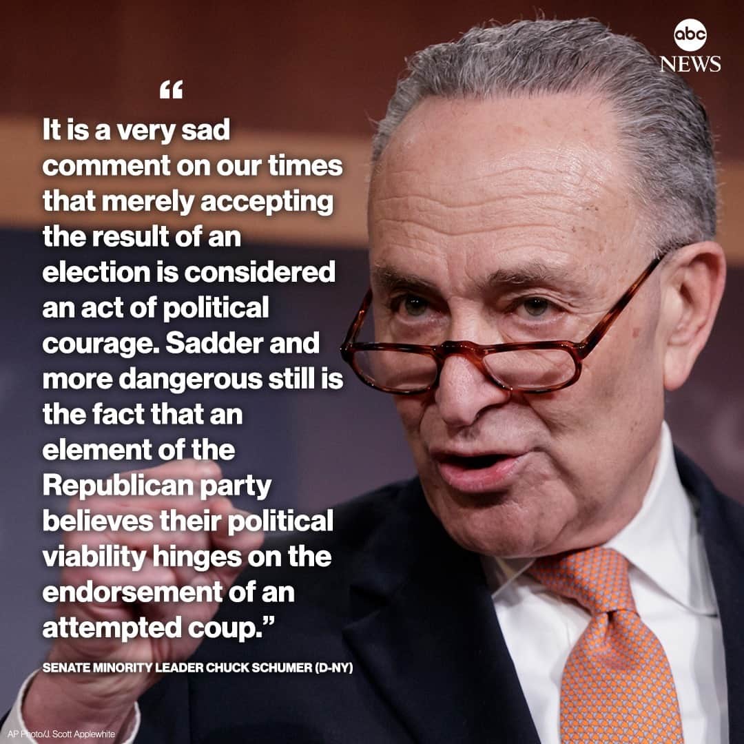 ABC Newsさんのインスタグラム写真 - (ABC NewsInstagram)「Sen. Chuck Schumer scolds GOP lawmakers' votes against Electoral College certification: "It is a very sad comment on our times that merely accepting the result of an election is considered an act of political courage." #chuckschumer #senate #congress #politics #voting #electoralcollege #usa」1月7日 4時01分 - abcnews