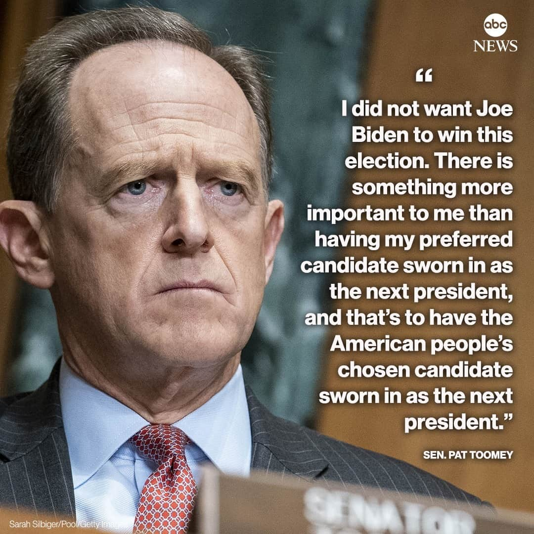 ABC Newsさんのインスタグラム写真 - (ABC NewsInstagram)「Sen. Pat Toomey defends electoral process: "There is something more important to me than having my preferred candidate sworn in as the next president, and that’s to have the American people’s chosen candidate sworn in as the next president." #pattoomey #gop #republicans #politics #senate #congress #voting #usa」1月7日 4時13分 - abcnews