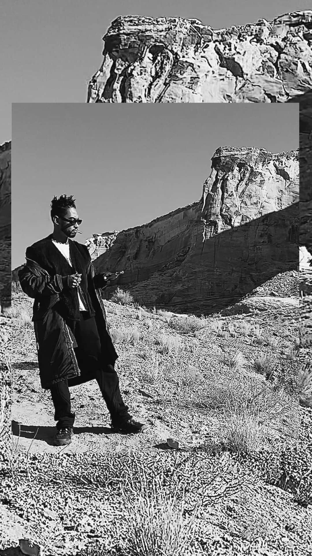 ミゲルのインスタグラム：「Living, creating and sharing all year. Music by @miguel . Pants and cardigan available @s1c.la soon. Always sustainably and ethically made. Shoes by @salehebembury 🙏🏾. Shades @retrosuperfuture」
