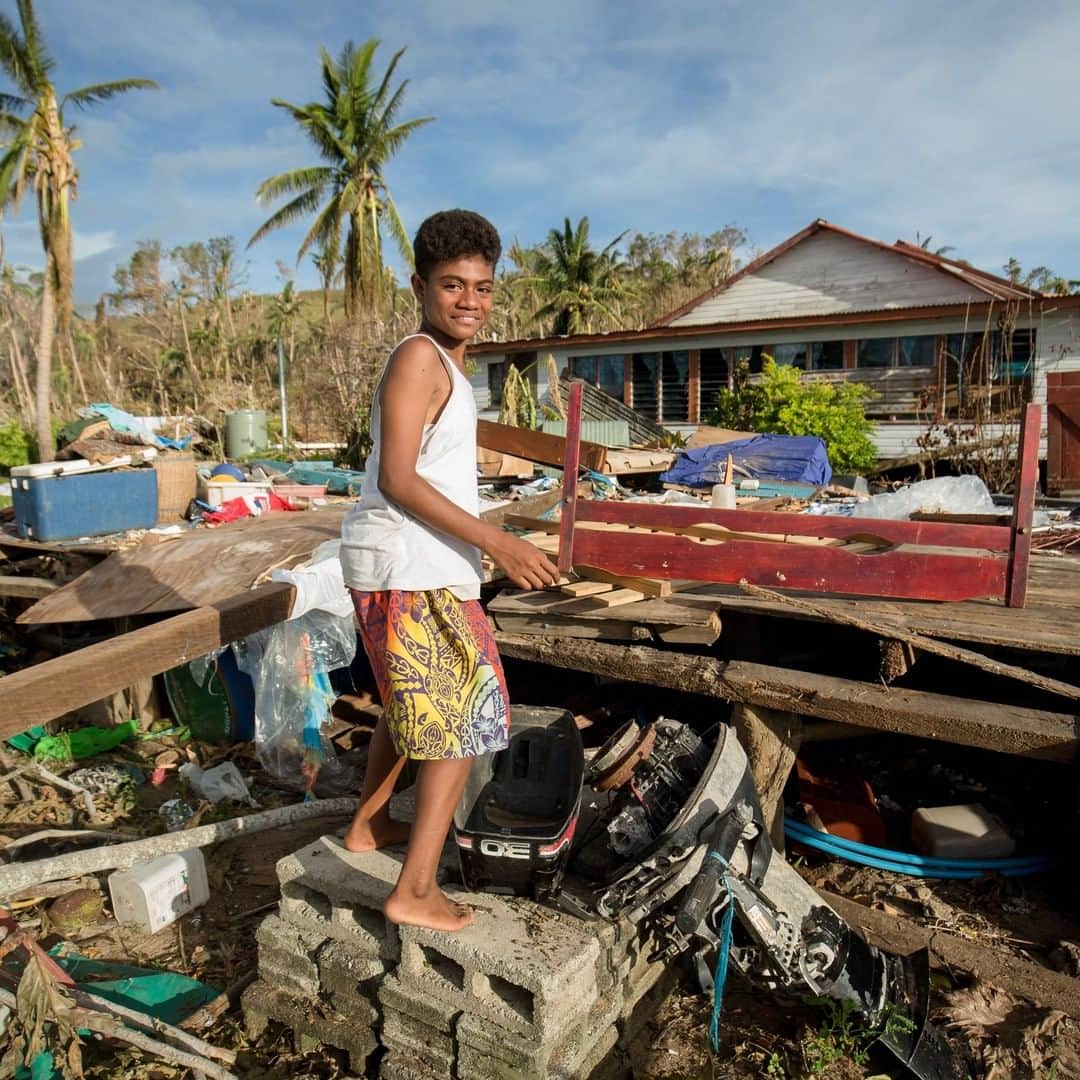 unicefさんのインスタグラム写真 - (unicefInstagram)「“This is where my house was. You can see all our belongings still lying here." 12-year-old Vaseva, after a category five cyclone hit her island home in Fiji just before Christmas. "I am sad that I lost so much but I’m happy that everyone on my island is safe. We will be working together to build everything.”⠀ ⠀ Her grandfather, Napolioni has lived on the island for fifty years and has never seen a cyclone so devastating. “We [the villagers] had dug up a well after the cyclone to collect rainwater as our source of drinking water was destroyed in the cyclone. We don’t even boil the rainwater. That’s how thirsty we all are. Even all the coconuts are finished now," he says. “I am so happy to see UNICEF and the government giving us water and other important things. We really needed this for our daily living, especially the water.”⠀ ⠀ @unicefpacific is on the ground, working with the government and local partners to provide safe water, medical equipment and education supplies as communities rebuild and recover. #TCYasa © UNICEF Pacific/2020/Stephen」1月7日 14時14分 - unicef