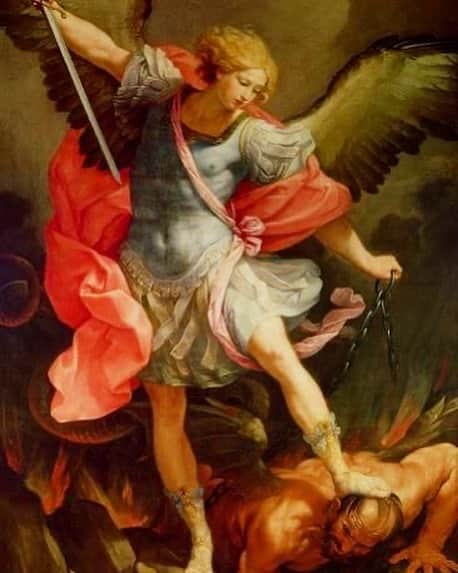 アンナ・ハウスのインスタグラム：「Tonight and for nine days. The novena begins to the Glorious prince of the heavenly hosts. Angel of light. Defender of mankind. The wicked serpent, pours into men of depraved minds and corrupt hearts the poison of malice the spirit of lying, impiety, and blasphemy, and corruption.  St. Michael the Archangel and in the fearful warfare that we are waging against the principalities and powers against the rulers of the world of darkness against evil.  St Michael the Archangel, defend us in battle, be our protection against the wickedness and snares of the devil.  May God rebuke him we humbly pray; and do thou, O Prince of the Heavenly host, by the power of God, cast into hell Satan and all the evil spirits who prowl about the world seeking the ruin of souls. Praying for our country ❤️ join me #stmichaelthearchangel」