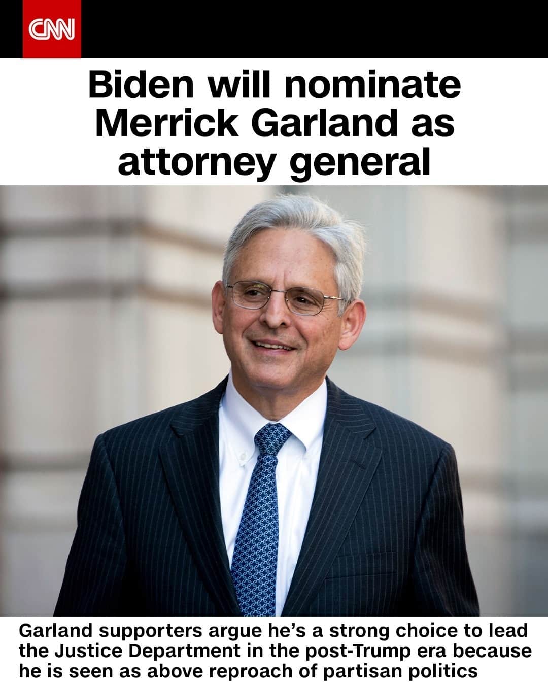 CNNさんのインスタグラム写真 - (CNNInstagram)「President-elect Joe Biden has decided to nominate Judge Merrick Garland as attorney general, people familiar with the matter tell CNN. Obama nominated Garland to the Supreme Court in 2016, but Republicans, led by Senate Majority Leader Mitch McConnell, refused for months to hold confirmation hearings or the required vote in the chamber.⁠ (📸: Andrew Harnik/AP)⁠」1月7日 8時01分 - cnn