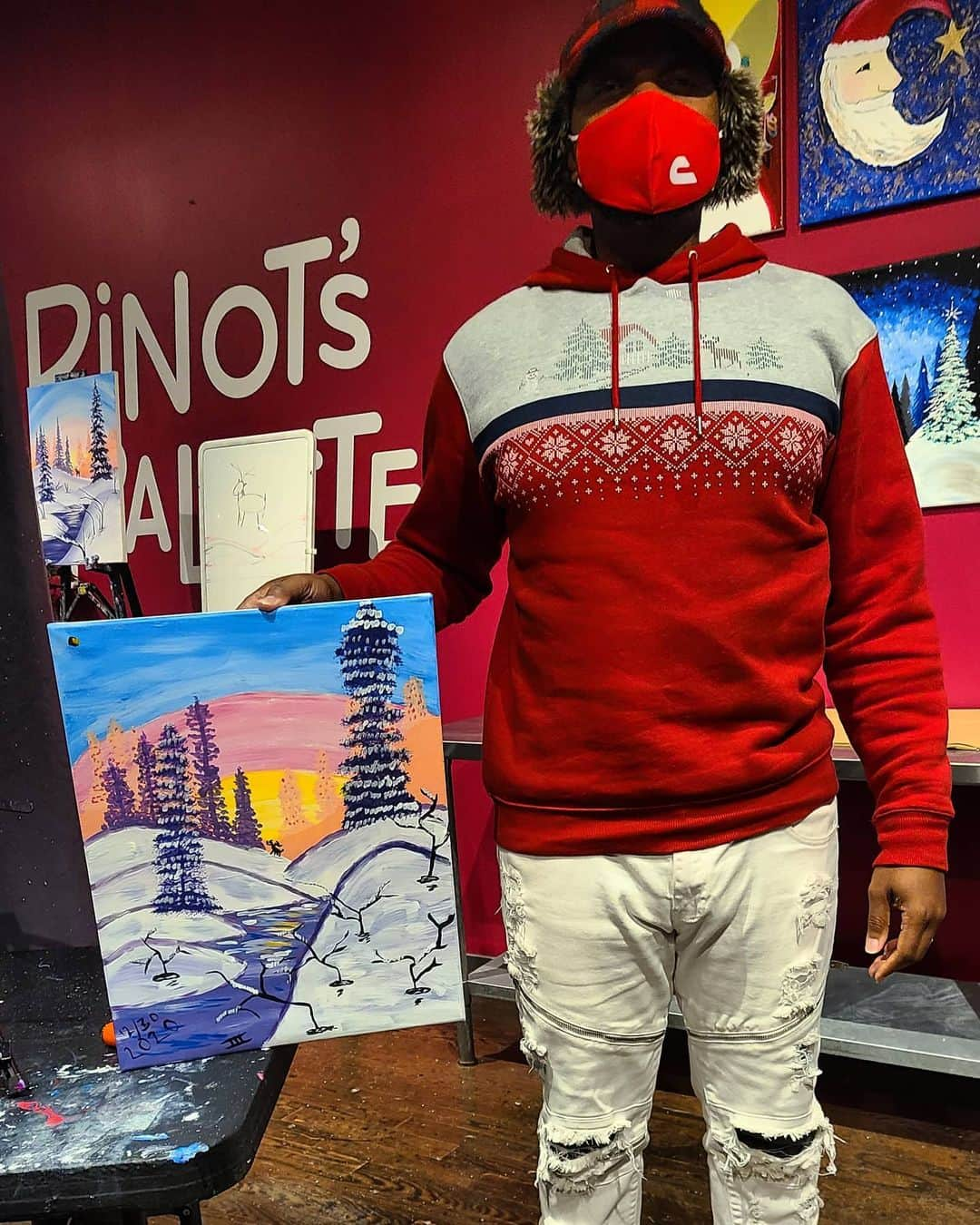 call me Lix the 6-Toyのインスタグラム：「Late Post 🎨🎨🎨 Yes, I am left handed!! ♿ My left handed-ness has always helped me to tap into my creative side. I love art and everything associated with artistic expression. So for my birthday yesterday we went out to @pinotspalette in #Montclair to sip 🍷 and paint. I had lots of fun for my birthday. By the looks of it, do you think I did a good job on my artpiece?? DM me if you would like to purchase the finished piece. $50,000 or better. Artist: Bugzee Lix/ Nudi Blockchain   안녕하세요 👧👧#pinotpalette #painting #artisticexpression #igartist #artnouveau #꿀잼 #치맥#남친  #짱  #대박 #불금 #헐  #멘붕  #베프 😍😍😍😍#남자신음 #여자신음 #신음소리 #designart #artwork🎨 🔥 #Montclair #msualumni」