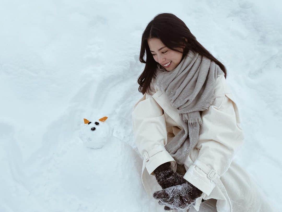 のインスタグラム：「☃️  人生で初の雪だるま おいしい風🐻‍❄️に仕上がりました。  #niseko #シロクマ」