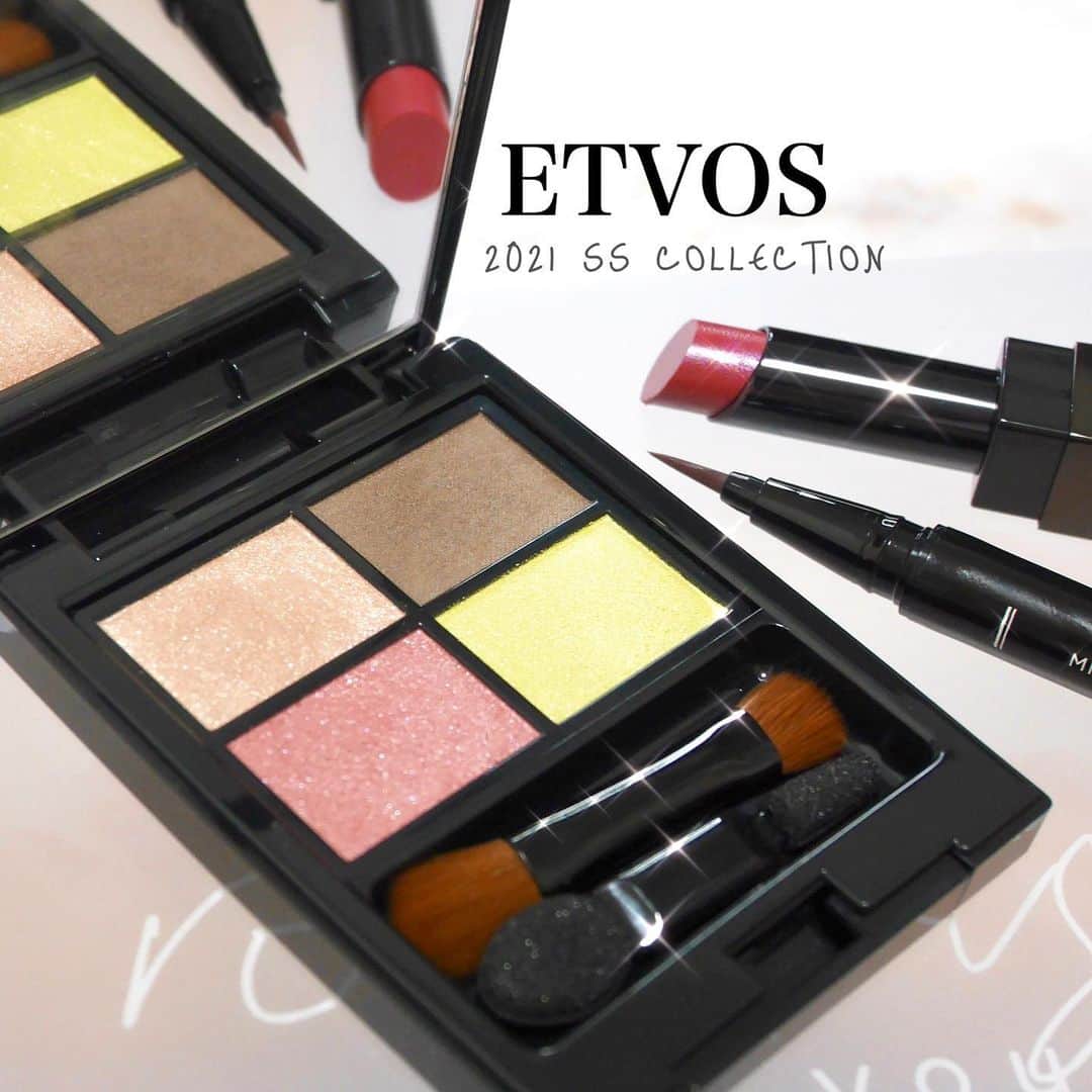 のインスタグラム：「🌼ETVOSの限定新色が発売🌼﻿ ﻿ ﻿ ﻿ いつもはお肌のことを考えた﻿ 機能的で使いやすいカラー展開のETVOSが﻿ 春コスメはカラフルで驚いた🥺✨﻿ ﻿ ✔︎#ミネラルクラッシィシャドー﻿ サンライズデュー ¥4,400(税込)﻿ ﻿ 春爛漫〜♪﻿ サンライズベージュ×ウッドブラウンと﻿ ライムイエロー×ペタルピンクの﻿ ボタニカルカラーの組み合わせ🌼﻿ ﻿ 春らしいパレットで﻿ 女性らしさに遊び心を足した感じ😌﻿ ﻿ ライムイエロー×ペタルピンクの﻿ おすすめしているお洒落な使い方も良いし﻿ ベージュ×ペタルピンクの﻿ 王道可愛い使い方も私はおすすめ🌸﻿ ﻿ ﻿ ✔︎#ミネラルアイバーム﻿ アクアシトラス ¥2,750(税込)﻿ ﻿ こちら、目元美容クリーム兼アイシャドー✨﻿ ﻿ 発売後10日間で欠品になるほど﻿ 爆発的人気だったアイテムの春夏限定色だよ！﻿ (🙋🏻‍♀️私も前のやつを持っています〜)﻿ ﻿ こんなキラキラ可愛い美容クリームある🥺？﻿ ﻿ ノンシリコンで整肌成分や保湿成分配合で﻿ 年齢の出やすい目元をケアしながら﻿ メイク出来ちゃう優れもの😄👍🏻﻿ ﻿ ✔︎#ミネラルルージュ﻿ ロージィミューズ ¥3,300(税込)﻿ ✔︎#ミネラルスムースリキッドアイライナー﻿ ピンクグレージュ ¥2,970(税込)﻿ ﻿ 個人的にはアイライナーの色が気に入ったよ👏🏻✨﻿ ﻿ どれも数量限定！で他にもカラーがあったので﻿ 気になっていた方はチェックしてみてね🤤💕﻿ ﻿ ﻿ ﻿ 📍2021年1月6日 発売﻿ @etvos.jp  #ETVOS#SSCollection#エトヴォス#デパコス#ドラコス#プチプラ#ミディコス#春コスメ#コスメレビュー#コスメスウォッチ」