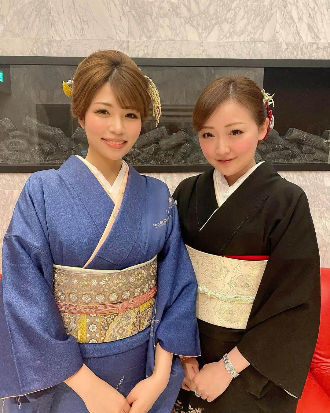 一ノ瀬瑞帆のインスタグラム：「2021年仕事始め🎍 ・ はぁちゃんのお着物姿はとっても珍しいので写真撮りました❤️いつも可愛いはぁちゃんだけどお着物もめちゃくちゃ似合ってました！ #銀座 #clubnanae #仕事始め #留袖」