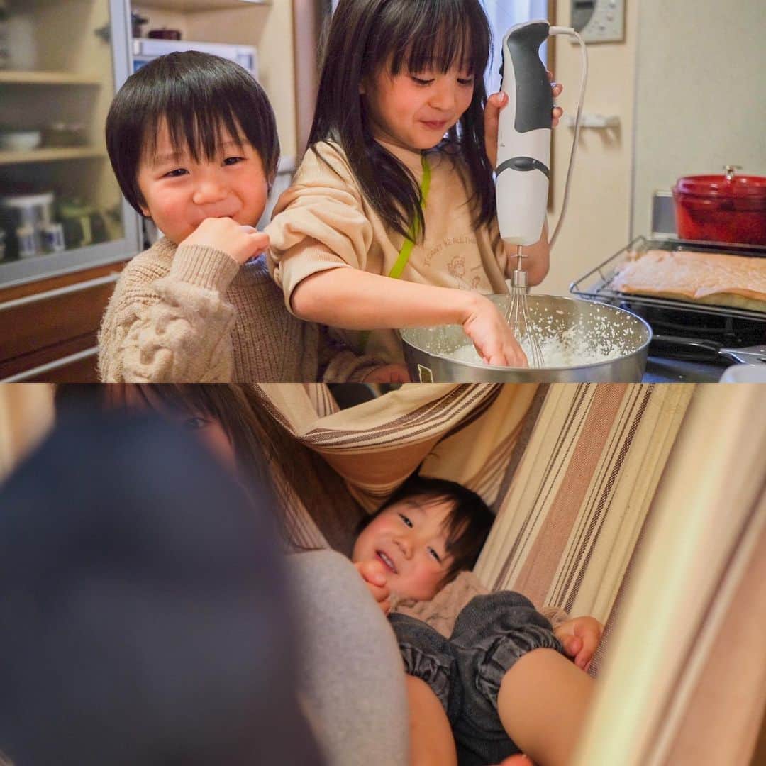 のインスタグラム：「. お正月のこと🎍 . つまみ食いが好きな2人🤣 . ケーキはあまり食べない2人だけど やっちゃんのケーキは別なんだって☺️👌 . 従兄弟が飼ってるねこちゃんが可愛すぎた😭 . .」