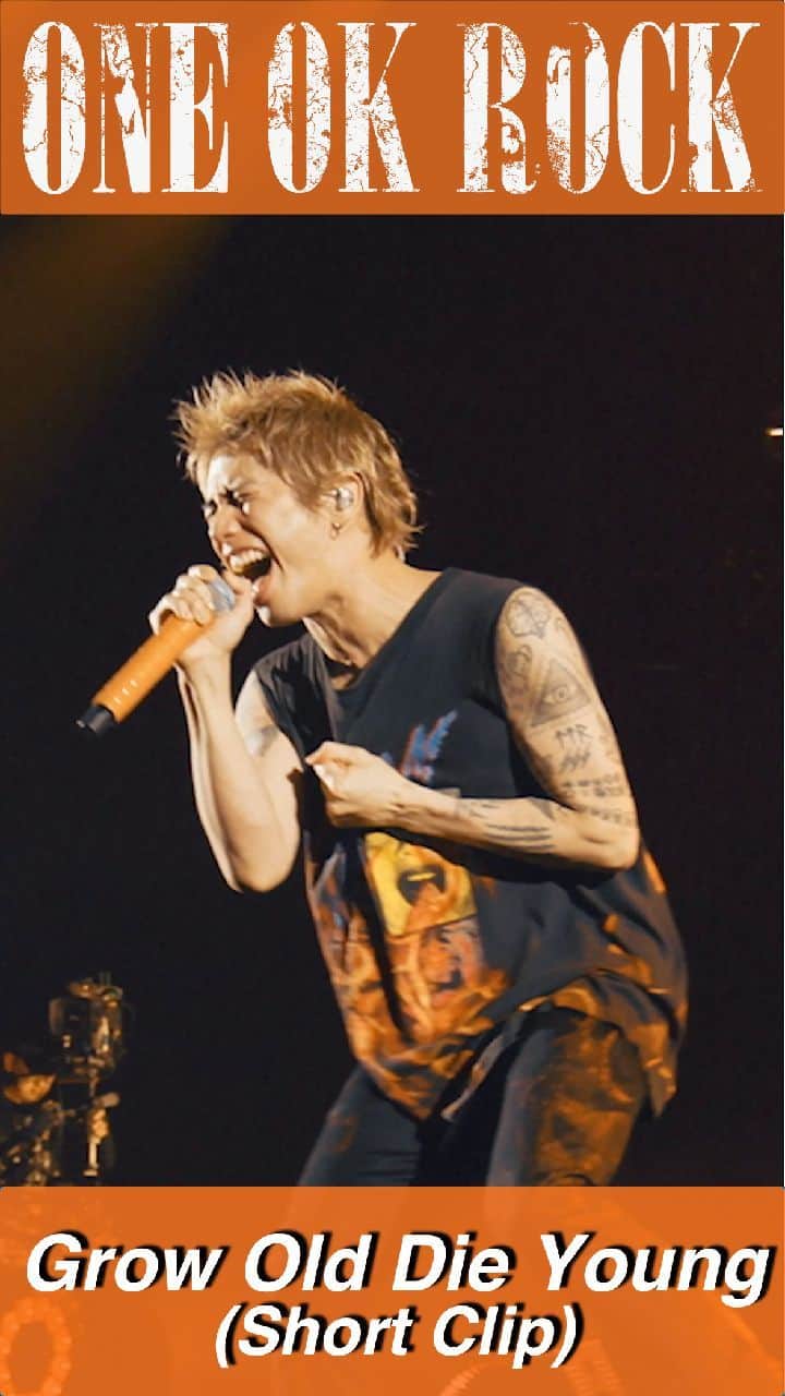 のインスタグラム：「Grow Old Die Young [Official Short Clip from "EYE OF THE STORM" JAPAN TOUR]  The DVD/Blu-ray are available now.  @oneokrockofficial #ONEOKROCK #EYEOFTHESTORM #JAPANTOUR #livevideo #lyricvideo #OOR #music #rock #live #歌詞動画 #ロック #ライブ #ワンオク#Reels #リール」