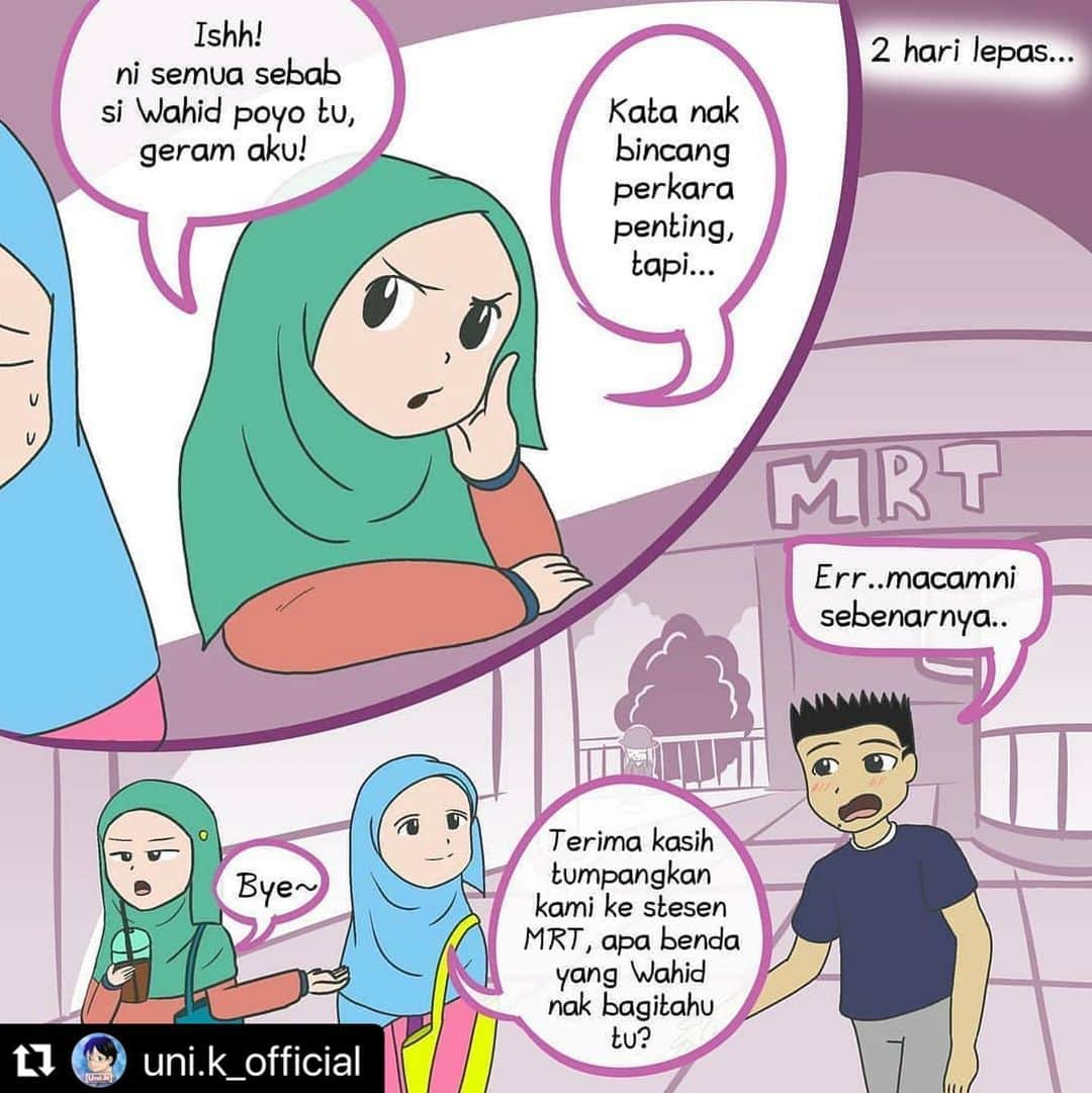 Koleksi Komik Malaysiaさんのインスタグラム写真 - (Koleksi Komik MalaysiaInstagram)「#Repost @uni.k_official with @make_repost ・・・ CROSSOVER UNI.K FLEUR EPISOD #3 [LUAHAN]👤🗣️ Fokus Imah terganggu dek kerana teringat akan peristiwa Wahid confess di Stesen MRT. . Unikians OK ke dengan cara Wahid ni?  . (ada Andi di page 6, perhatikan elok2 🤔) . Episod penuh di @uni.k_fleur . . . #komikmalaysia #gengkomik #komikstrip #komikdakwah #komikmuslim #komikcomel #komikcute #komiktarbiah #komiklucu #kartun  #iqomic #komikharian #komikinstagram #koleksikomikmalaysia #instakomik #lukisandakwah #muslimcomics #cinta #comic #komikindonesia #comicbooks #dailycomic #instacomic #webtoons #webcomic #webcomics #dramamelayu #bunga」1月8日 10時13分 - tokkmungg_exclusive