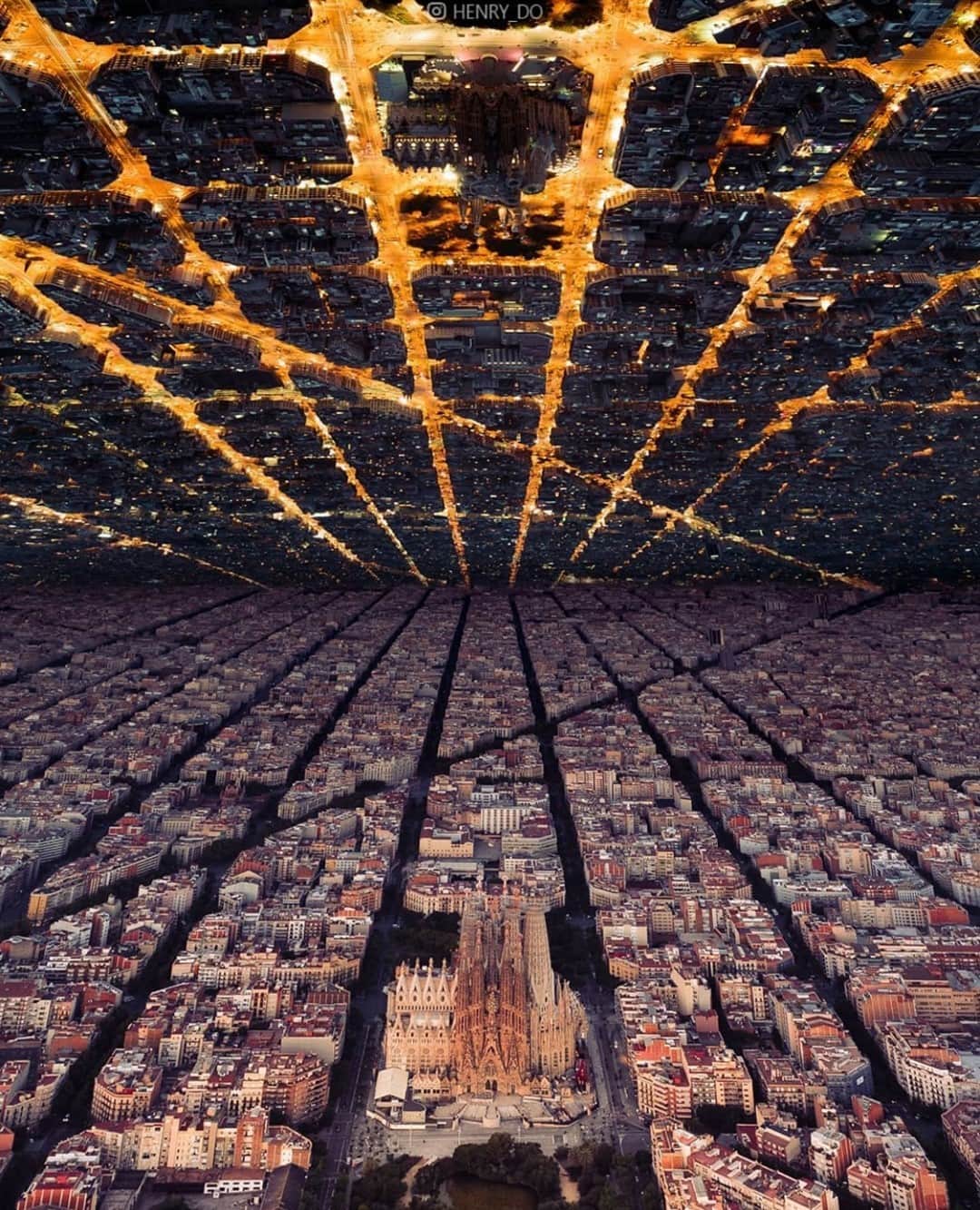 Earth Picsさんのインスタグラム写真 - (Earth PicsInstagram)「Day n Night in Barcelona 🌚🌝 How incredible is this edit? By @henry_do」1月8日 3時00分 - earthpix