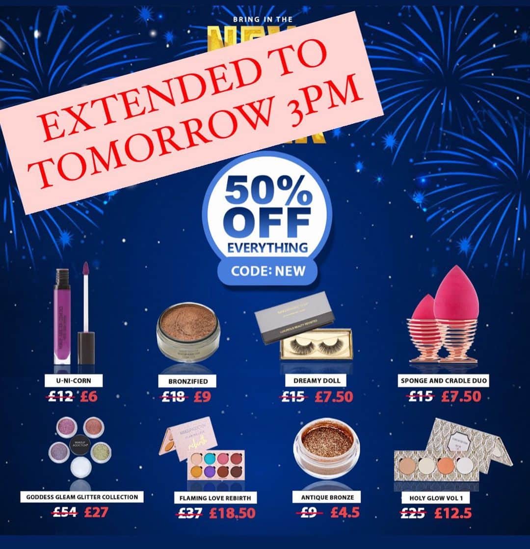 Makeup Addiction Cosmeticsのインスタグラム：「Our 50% off sitewide is extended to tomorrow 3 pm! Do not miss it this time! Last warning!!! 🎨🎨🎨 Use code NEW at checkout! 😱😱😱 Shipping worldwide 🌎 #makeupaddictioncosmetics #makeupaddiction」