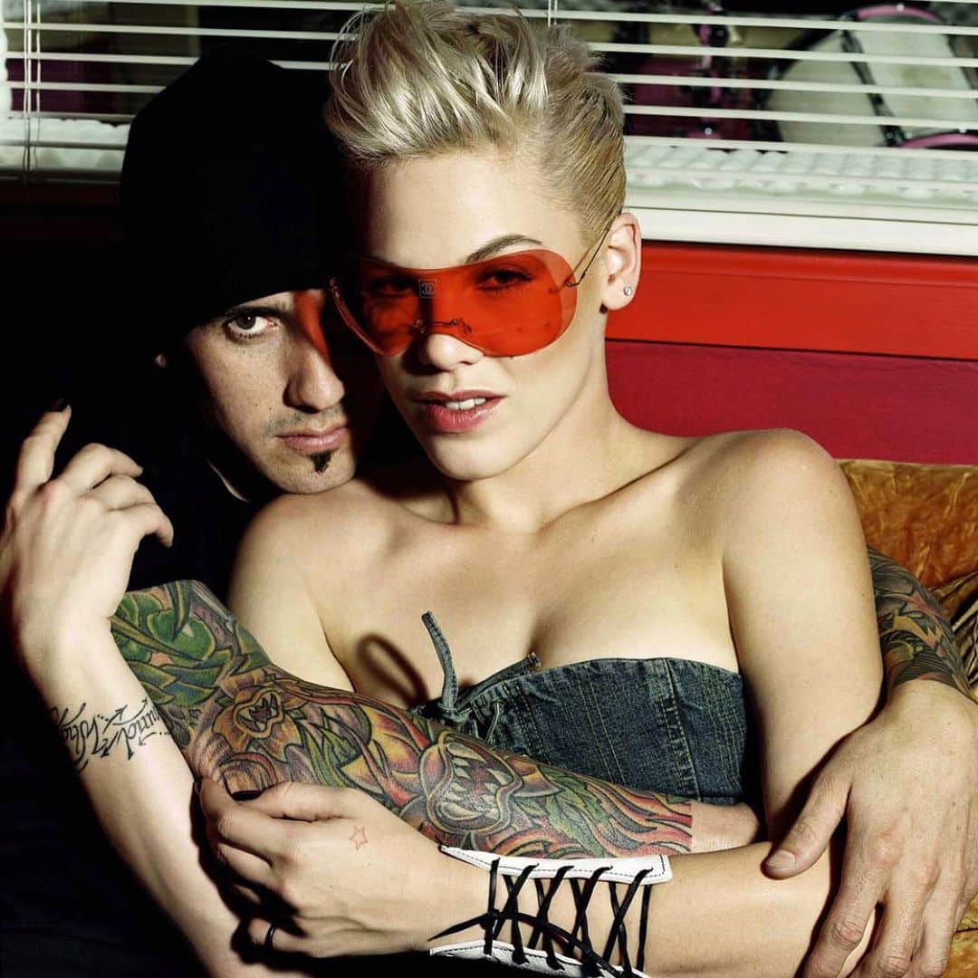 P!nk（ピンク）のインスタグラム：「15 years. Proud of us babe. See, sometimes being stubborn pays off. What a wild ride it’s been, once we learned how to stay in our race line. Here’s to at least the next 15 months hahahAh. I love you and I love our family. ❤️❤️」