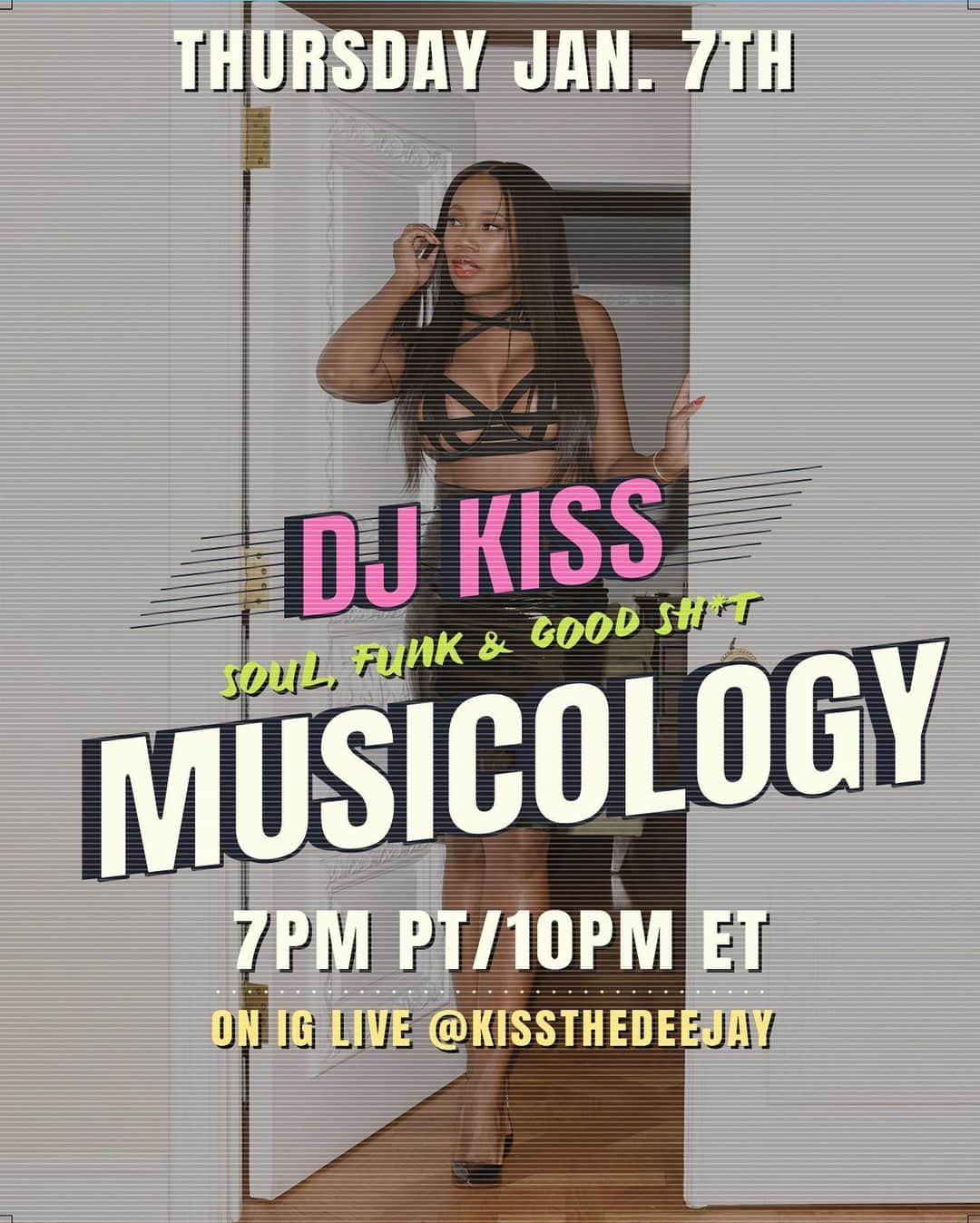 Kissさんのインスタグラム写真 - (KissInstagram)「Playing all your favorite soul, funk, and classic jams tonight for my new weekly IG live party #MUSICOLOGY!! Pop in and say hi!! 7-10pm PST 👋🏾💃🏾💕 #clubinsomnia #greenapplegang」1月8日 6時28分 - kissthedeejay