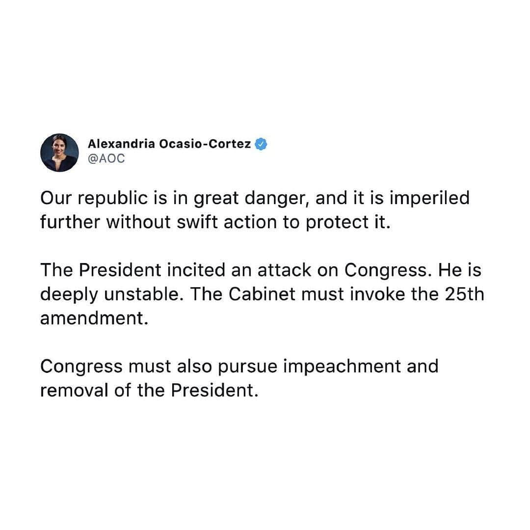 デミ・ロヴァートさんのインスタグラム写真 - (デミ・ロヴァートInstagram)「@vp 👀🇺🇸  Repost from @sarah.epperson: Call Congress & Demand they #RemoveTrumpNow & Sign @CoriBush petition to expel the Republican members of Congress who incited the attempted coup & white supremacist attack on the U.S. Capitol. ⠀⠀⠀⠀ “Our republic is in great danger & it is imperiled further without swift action to protect it. The President incited an attack on #Congress. He is deeply unstable. The Cabinet must invoke the 25th amendment. Congress must also pursue impeachment & removal of the President. Additionally, Congress must pass @CoriBush resolution to investigate for sanction & expulsion any member of Congress who helped incite this attack on our nation.” - @AOC ⠀⠀⠀⠀ Yesterday, after the terrorist attack on the U.S. Capital instigated by trump & lies of nonexistent election fraud, 147 Republicans voted to overturn election results: 8 Senators & 139 Representatives. ⠀⠀⠀⠀ “The fact that trump & his followers didn't succeed today doesn't change the facts: Members of Congress who wanted to set aside the Electoral College slate, & agitators who stormed the Capitol, were involved in a failed coup attempt.” - @ACLU_Nationwide ⠀⠀⠀⠀ “This coup attempt is white supremacy in action. The #Republican members who incited the attack on our U.S. Capitol by working to overturn the results of this election must be expelled from Congress.” - @CoriBush Sign @CoriBush petition: GOPcoup.com ⠀⠀⠀⠀ “The top #Democrats in Congress called on Thursday for trump’s immediate removal from office for his role in urging on the violent mob that overtook the Capitol a day before, disrupting the ratification of President-elect Biden’s electoral victory. ⠀⠀⠀⠀ @SpeakerPelosi & @ChuckSchumer called on VP #MikePence to invoke the #25thAmendment, which allows him & the cabinet to wrest the power of the presidency from trump. If #Pence declines to act, they said, Democrats were prepared to #impeach trump for a 2nd time.” - @NYTimes ⠀⠀⠀⠀ If impeached, trump would not be able to run for president again (as he has threatened to do) ⠀⠀⠀⠀ Contact your Reps & urge them to #ImpeachTrumpNow: US Capitol switchboard: (202) 224-3121   House.gov/representatives」1月8日 8時10分 - ddlovato