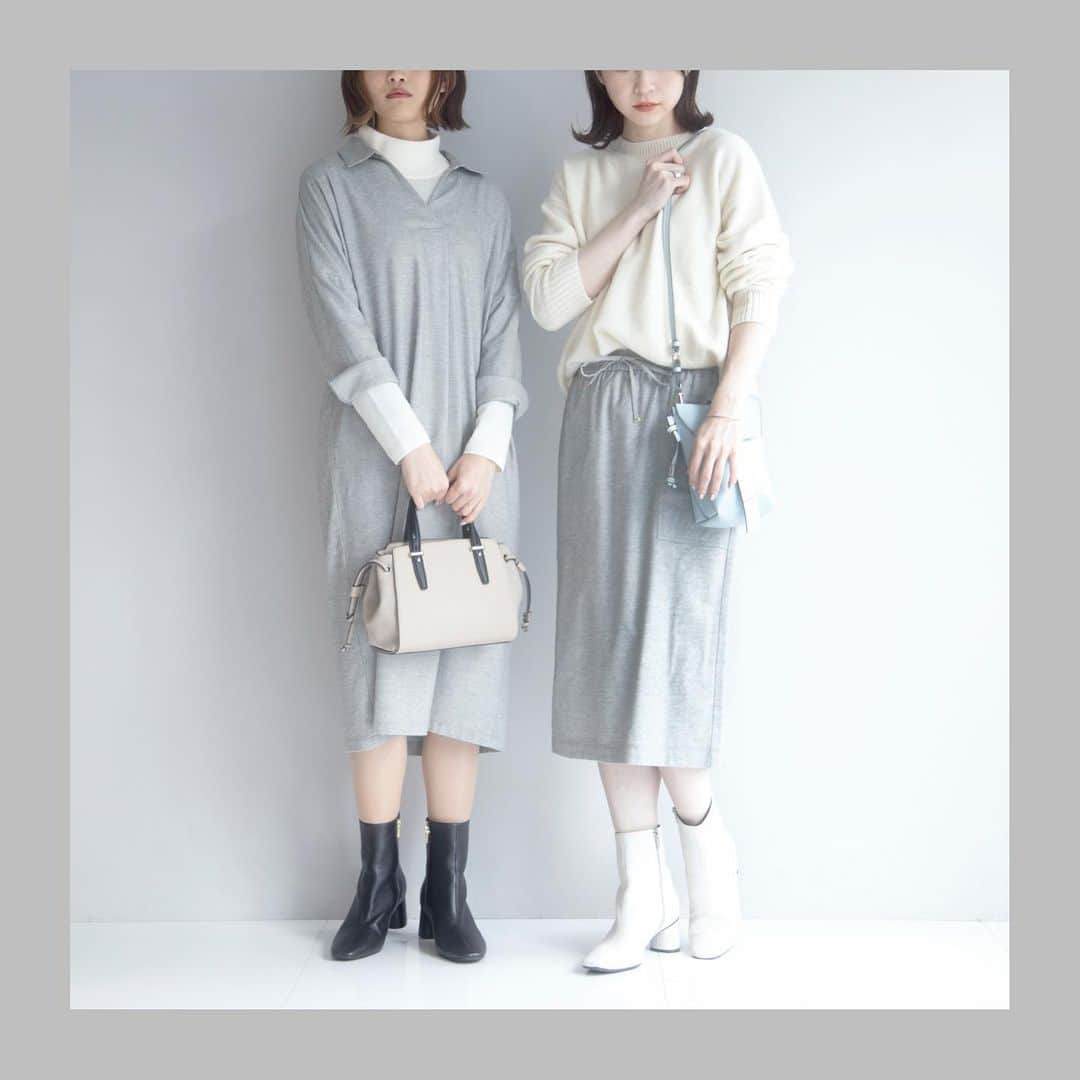 INDIVIのインスタグラム：「- recommend sale items -﻿ ﻿ ﻿ おうちコーデにもぴったり、﻿ 楽ちんな着心地のコットン素材シリーズ。﻿ 厚すぎない生地感ですので春先までお召しいただけます！﻿ オフホワイト、ネイビー、グレーのベーシックな三色展開ですのでこれから時期、トップスや小物で春カラーアイテムを取り入れるスタイリングもおすすめです！﻿ ﻿ ﻿ ✴︎one-piece.¥19,250→¥9,625(税込)﻿ ✴︎no.127-59086﻿ ﻿ ✴︎skirt.¥14,850→¥7,425(税込)﻿ ✴︎no.127-79098﻿ ﻿ ﻿ #INDIVI﻿ #インディヴィ」