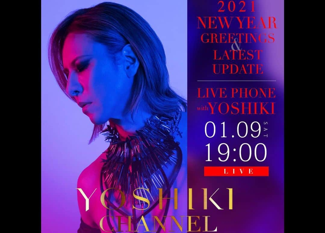 YOSHIKIさんのインスタグラム写真 - (YOSHIKIInstagram)「How are you everyone?  Hope to talk to you tomorrow. 明日楽しみにしている。  "YoshikiChannel @yoshikichannelofficial  [1/9 (SAT) 7pm ~ Live broadcast ] Japan Time New Year Greetings and Q&A.  YOSHIKI will answer directly by live phone. +815055348074 (Valid during broadcast only) For consideration of the staff safety, related to the declaration of emergency in Japan,  The appearance of YOSHIKI from LA will appear audio only this time.  YouTube: http://youtu.be/7qKXoDrtJL8  Niconico: http://ch.nicovideo.jp/yoshikiofficial/blomaga/ar1982565  "Yoshiki Channel 【1/9(SAT) 7pm 〜生放送決定】 新春 挨拶＆質問にYOSHIKIが生電話で直接答えます  (050) 5534-8074 （番組放送中のみ有効） 緊急事態宣言のため日本スタッフの安全を考慮し今回の YOSHIKI LAからの出演は音声のみとなります。  #yoshiki #newyear #yoshikichannel #xjapan #happynewyear #紅白 #XY #underthesky」1月8日 19時21分 - yoshikiofficial