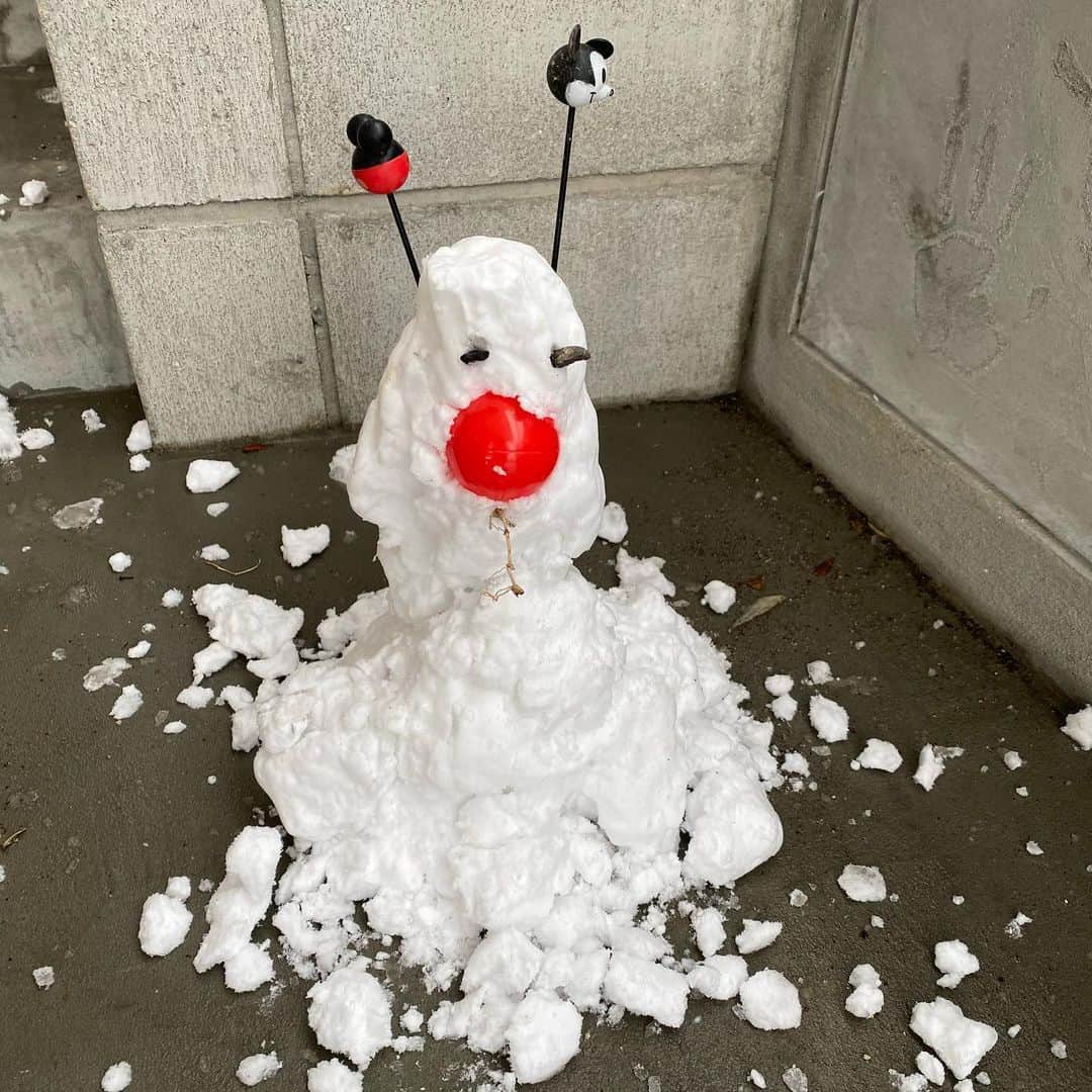 YASSさんのインスタグラム写真 - (YASSInstagram)「雪冷たいし汚いしって思ってしまう大人になってしまったんですけど、娘が作ろうというから一緒につくって、ブロックの上で作ってたら下に落としてしまってこんな状態の雪だるまになりましたよって投稿です。 #一日一回投稿目標 #雪だるま #娘 #オラフ #ビーグルクルー」1月8日 16時40分 - beaglecrewyass