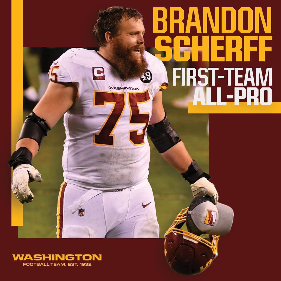 ワシントン・レッドスキンズさんのインスタグラム写真 - (ワシントン・レッドスキンズInstagram)「Congrats to Brandon Scherff on being named First-Team All-Pro! 👏」1月9日 3時37分 - commanders