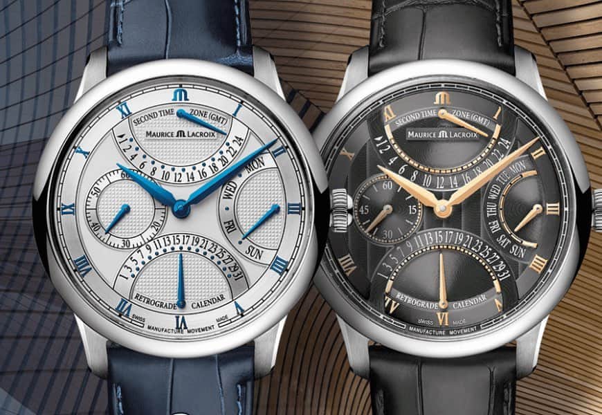 WATCHMANIAのインスタグラム：「Maurice Lacroix has introduced the new timepiece Masterpiece Triple Rétrograde with two different dial versions. Details and pricing info on the web site. Link in bio.」