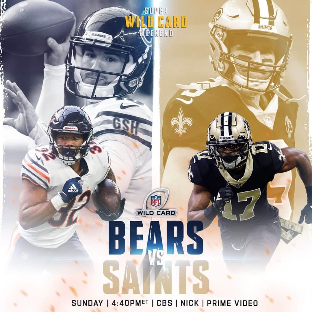 NFLさんのインスタグラム写真 - (NFLInstagram)「Bears vs. Saints on #SuperWildCard Weekend.  📺: #CHIvsNO  Sunday 4:40pm ET on CBS 📱: NFL app // Yahoo Sports app」1月8日 22時00分 - nfl
