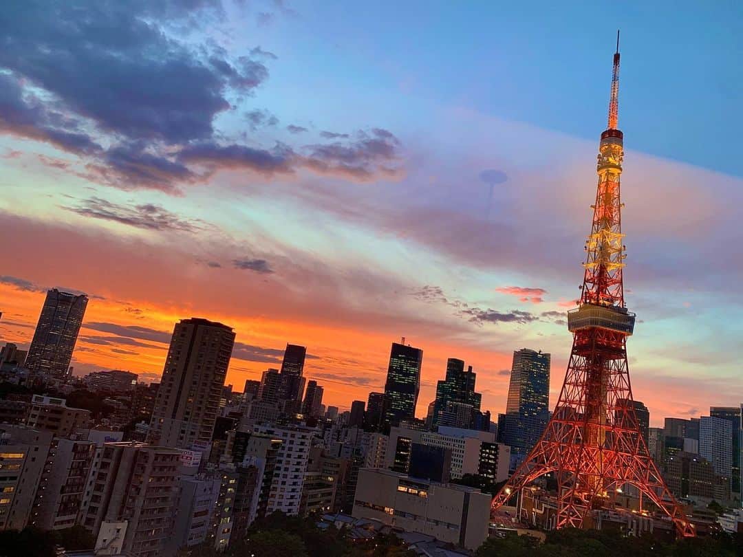 アシュリー千帆さんのインスタグラム写真 - (アシュリー千帆Instagram)「.  #tokyotower 🗼💕  スカイツリーも綺麗だけど、 東京タワーの赤い光が 見るたび、なんだかほっこりと 暖かくなるような感じがして好き☺️💕  見つけるたびに写真撮っちゃう📸  霜柱を踏んだことある人なら共感してくれるとおもうんだけど  ちょと演技でもないけど 自分がゴジラになって このビル踏んだら霜柱踏んだような感じなのかなってよく思ってた  🦖  .  #東京タワー　#🗼 #東京　#tokyo #夕焼け #夕日　#都会　#sunset #ゴジラ　#エステサロン経営　#エステサロンオーナー　#脱毛サロン経営」1月8日 21時53分 - ashli_ch