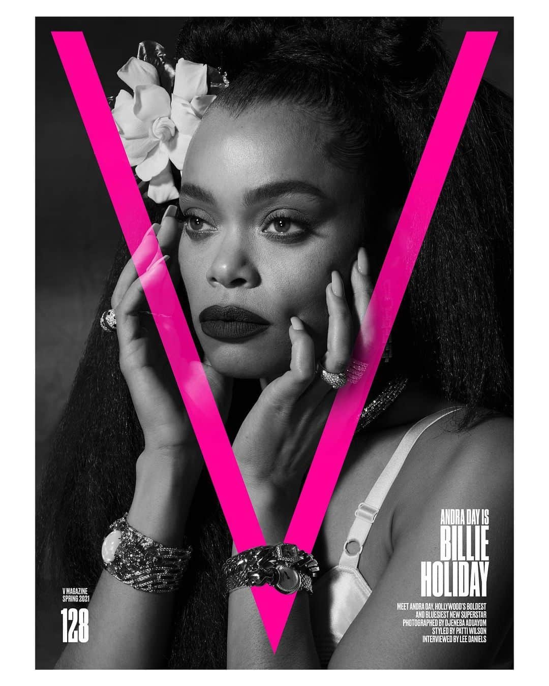 V Magazineさんのインスタグラム写真 - (V MagazineInstagram)「@andradaymusic graces the cover of V128, our new spring issue! Shot by @djenebaaduayom and styled by @patti_wilson, the singer-turned-actress becomes Hollywood’s boldest and bluesiest new superstar as she embodies icon #BillieHoliday in the upcoming film #TheUnitedStatesVSBillieHoliday, directed by @leedaniels!  Head to the link in bio to discover the full story where Andra Day sits down with Lee Daniels for their first-ever joint interview to recount a story of meeting one another that kicked off with immense doubt and ended in a life-altering experience.   PRE-ORDER THE NEW ISSUE AT SHOP.VMAGAZINE.COM! (V128, our Jan/Feb 2021 issue hits newsstands next week!) — Talent: @andradaymusic Photography: @djenebaaduayom Fashion: @patti_wilson Interview: @leedaniels Makeup: @porschefabulous Hair: @lacyredway Text: @mathiasrosenzweig Manicure: @thuybnguyen (@aframe_agency) Set Design: #WardRobinson (@woodenladder) Production: @crawfordandcoproductions Casting: @itboygregk Special thanks: @leedanielsentertainment, @feeshlite  Andra wears jewelry and watch @cartier / bra @whatkatiediduk / flower #MSSchmalberg」1月8日 22時01分 - vmagazine