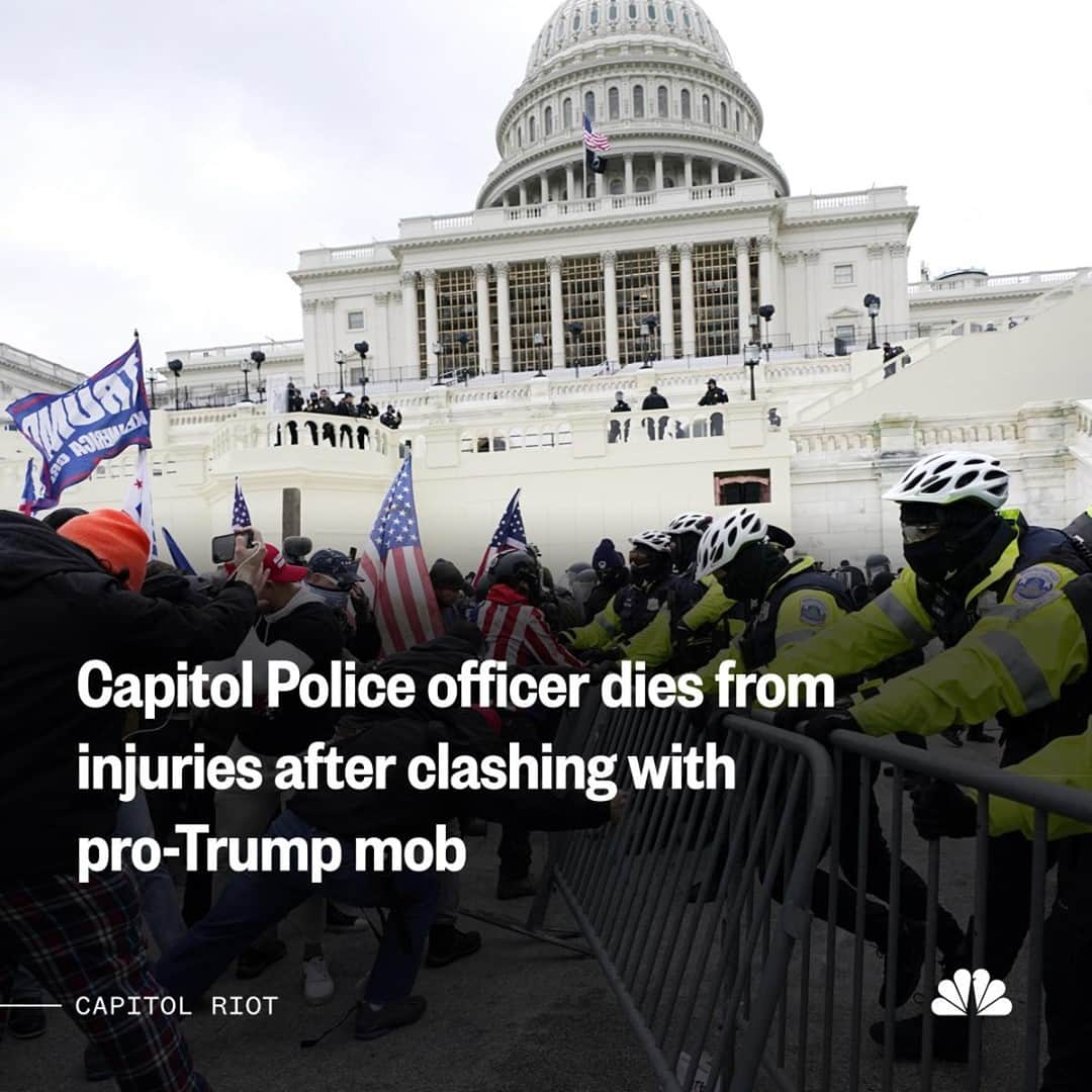 NBC Newsさんのインスタグラム写真 - (NBC NewsInstagram)「U.S. Capitol Police Officer Brian D. Sicknick died Thursday after being injured in clashes with pro-Trump rioters in the Capitol the day before. He is the fifth person to die from Wednesday's violent clash in Washington. More at the link in our bio.⁠ ⁠ 📷 Julio Cortez / @apnews」1月8日 23時36分 - nbcnews