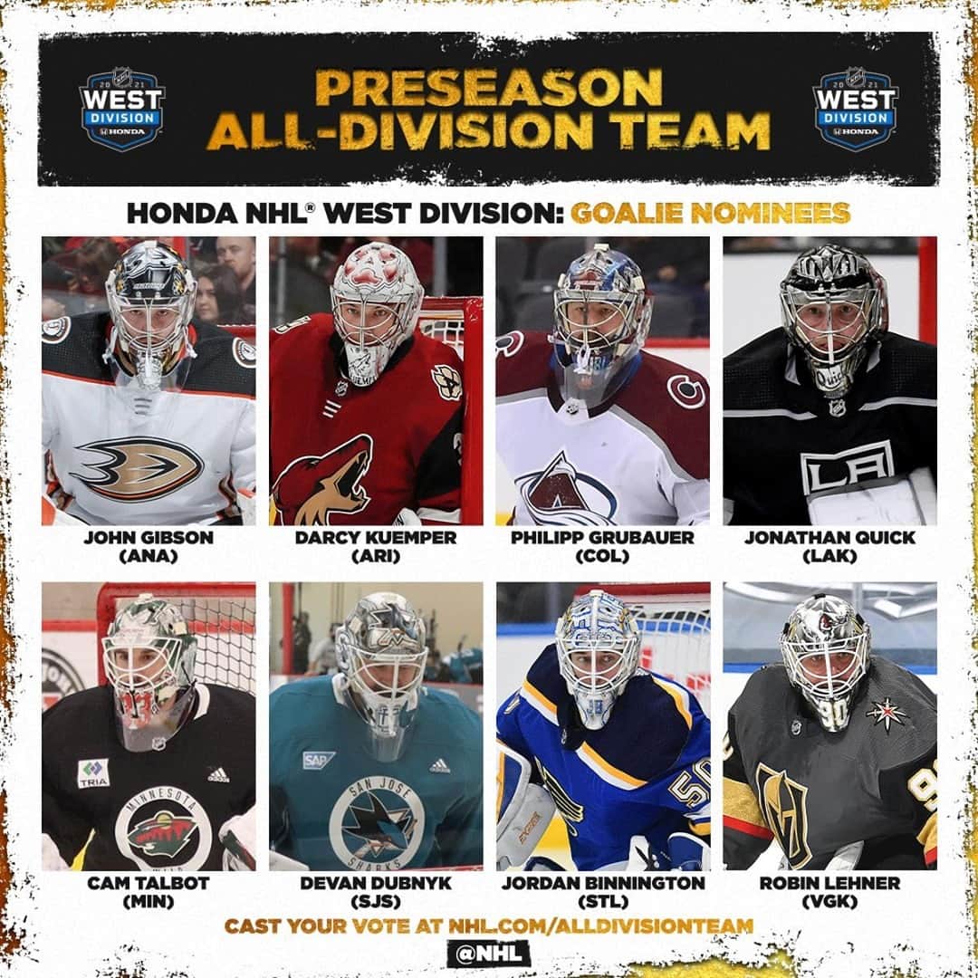 NHLさんのインスタグラム写真 - (NHLInstagram)「Goalie talent galore in the @Honda West Division. Who's your pick? VOTE IN BIO ☝️ #NHLAllDivision」1月9日 5時05分 - nhl