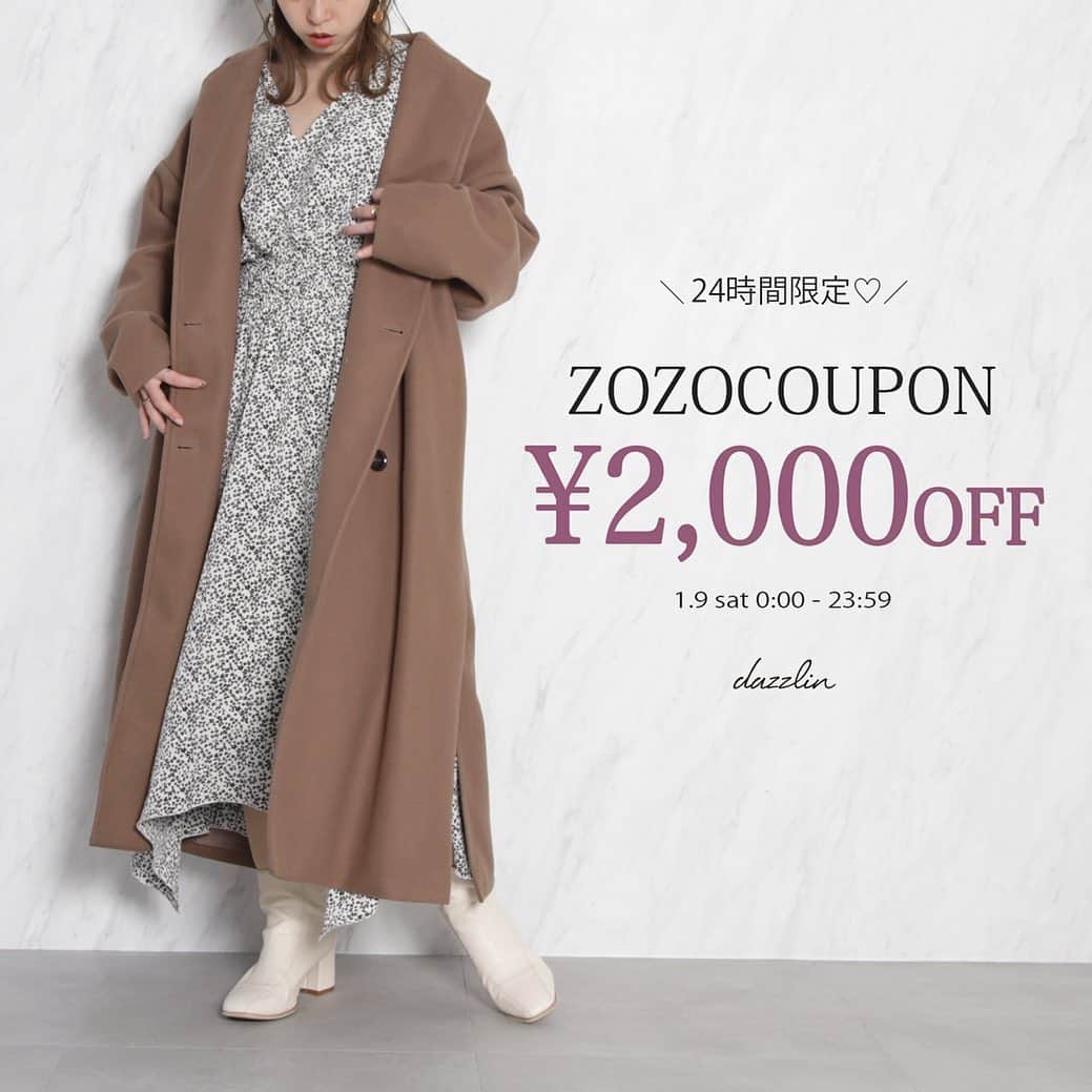 dazzlinさんのインスタグラム写真 - (dazzlinInstagram)「. 【information】 . 1.9(Sat)0:00〜23:59 . 《ZOZOTOWN》 . 2000円OFFクーポン発行中🎟❤︎ . @dazzlin_muse  @dazzlin_official  ストーリーからcheck✔︎ . #dazzlin #dazzlin_official #dazzlin_muse #dazzlin_autumn #dazzlin_winter #japanesefashion #girly #fashion #newsweetcasual #zozotown #coupon #sale #ゾゾタウン #秋コーデ #冬コーデ#ワンピース#キャミワンピース#ジャンスカ#ショートブーツ#ローファー#アウター#ニット」1月9日 0時31分 - dazzlin_official