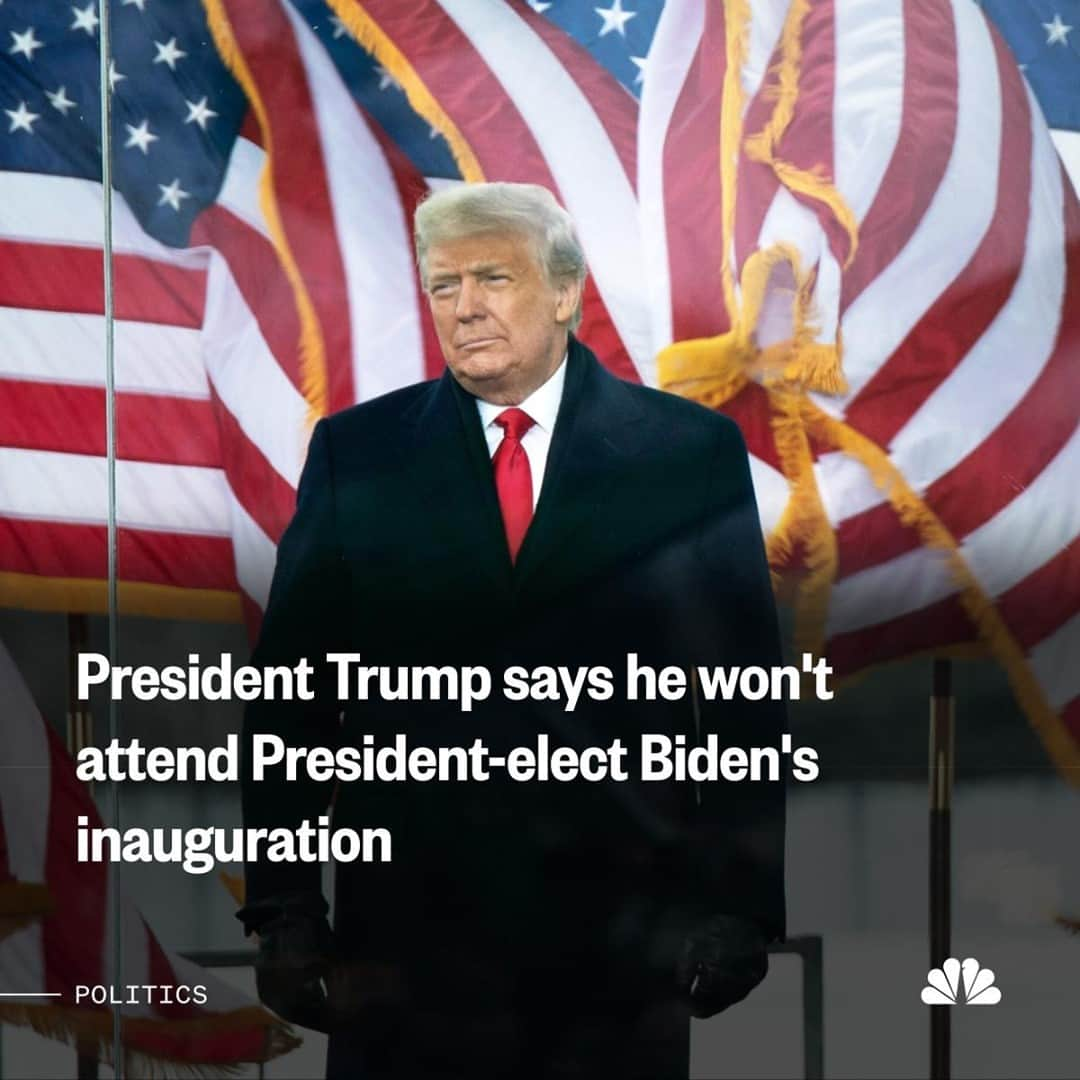 NBC Newsさんのインスタグラム写真 - (NBC NewsInstagram)「JUST IN: Breaking with long-standing tradition, President Trump says he will not attend President-elect Biden's inauguration. More at the link in our bio.⁠ ⁠ 📷 Brendan Smialowski / @afpphoto」1月9日 1時12分 - nbcnews