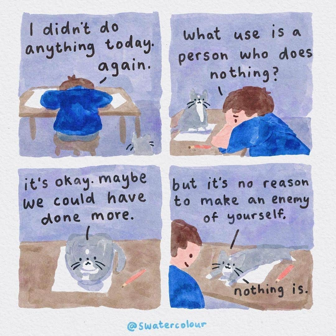 9GAGさんのインスタグラム写真 - (9GAGInstagram)「In case you're having a bad day💙⠀ by @swatercolour⠀ -⠀ #comic #cat #wholesome」1月9日 2時00分 - 9gag