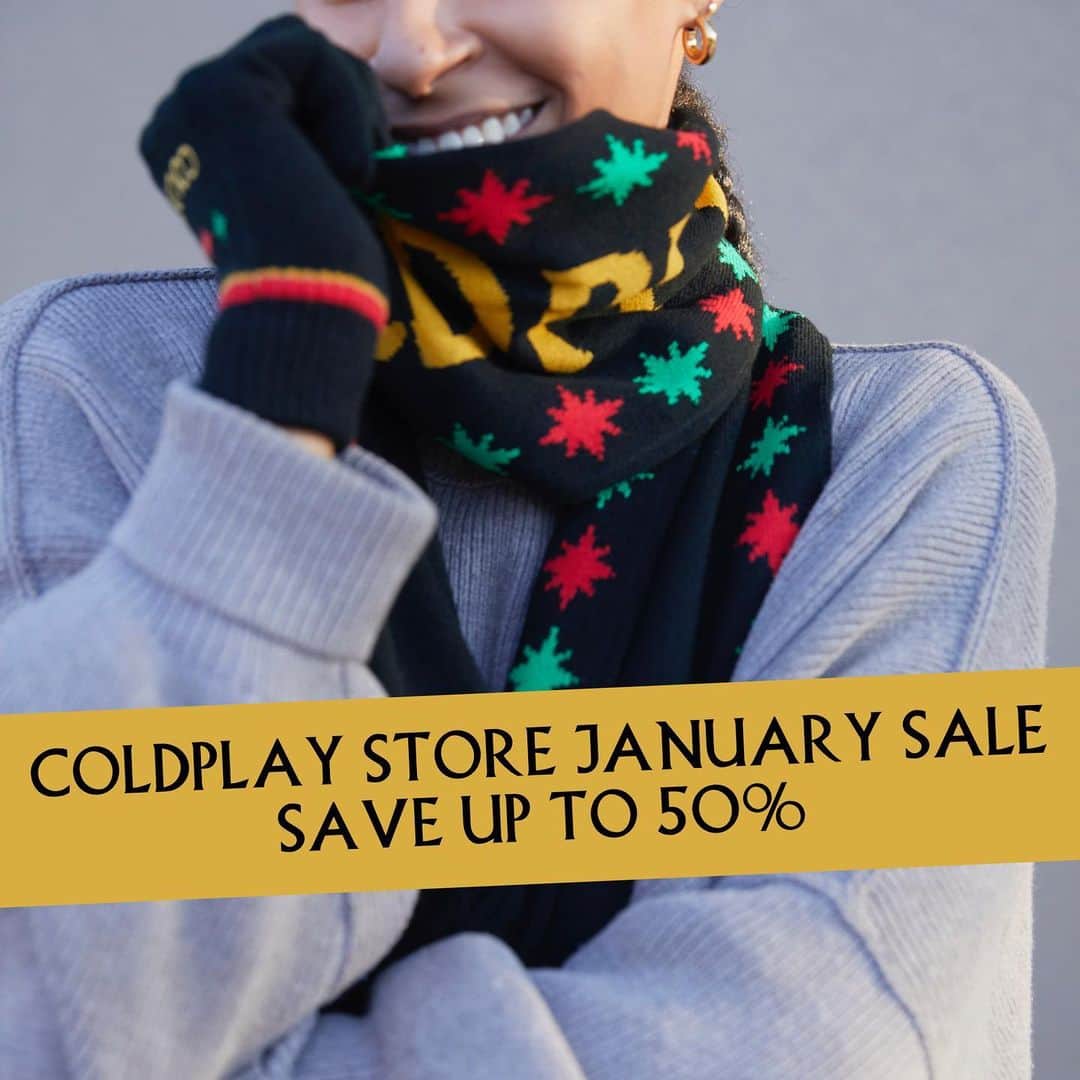 Coldplayのインスタグラム：「Save up to 50% on a range of items in the @coldplaystore  January Sale, via link bio.   Sale runs into Monday. Limited quantities available. #ColdplayStore」